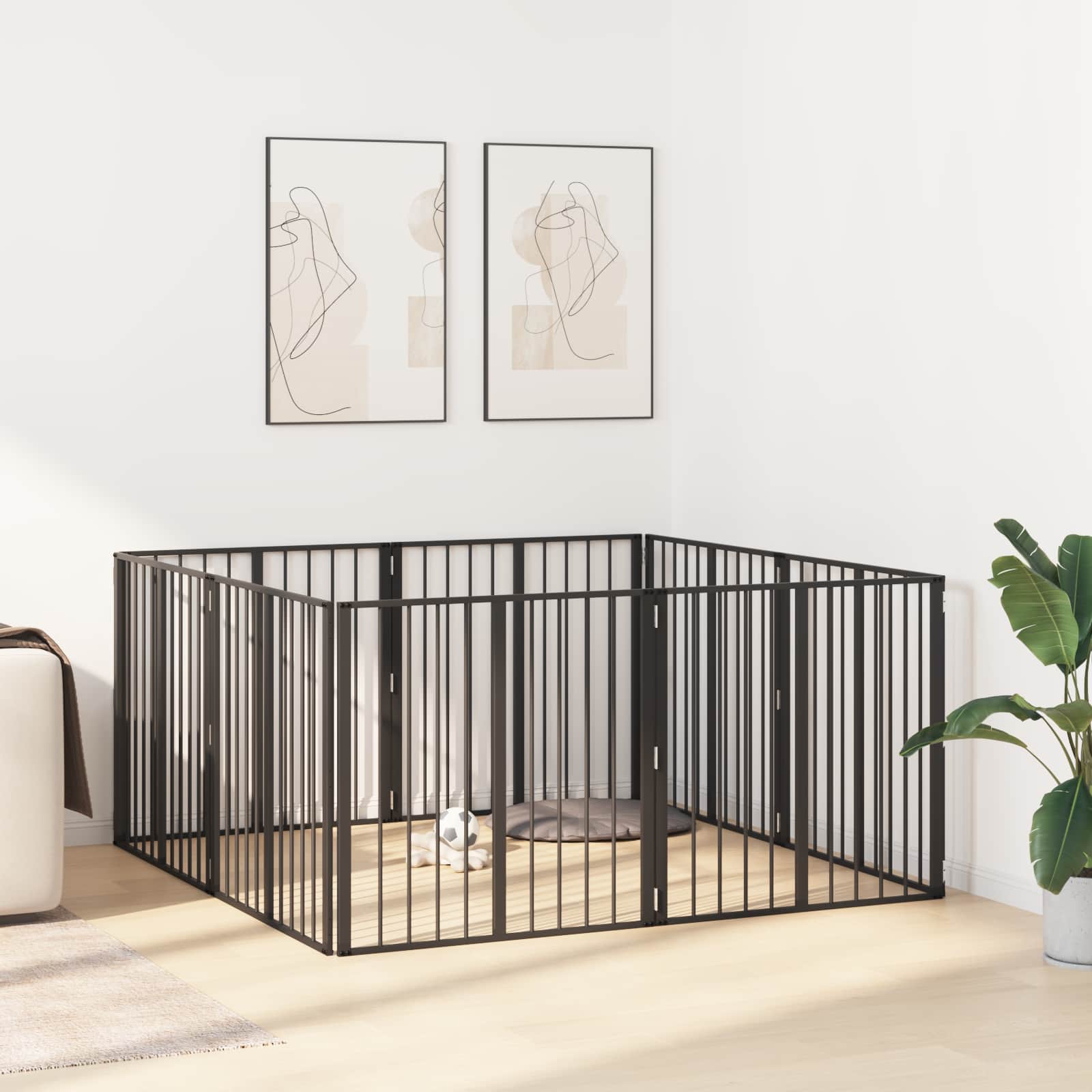 Vrata za pse 8 pcs Crna 80 x 80 cm Cinkani čelik