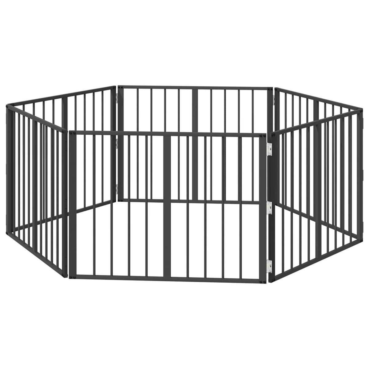 Vrata za pse 6 pcs Crna 80 x 60 cm Cinkani čelik