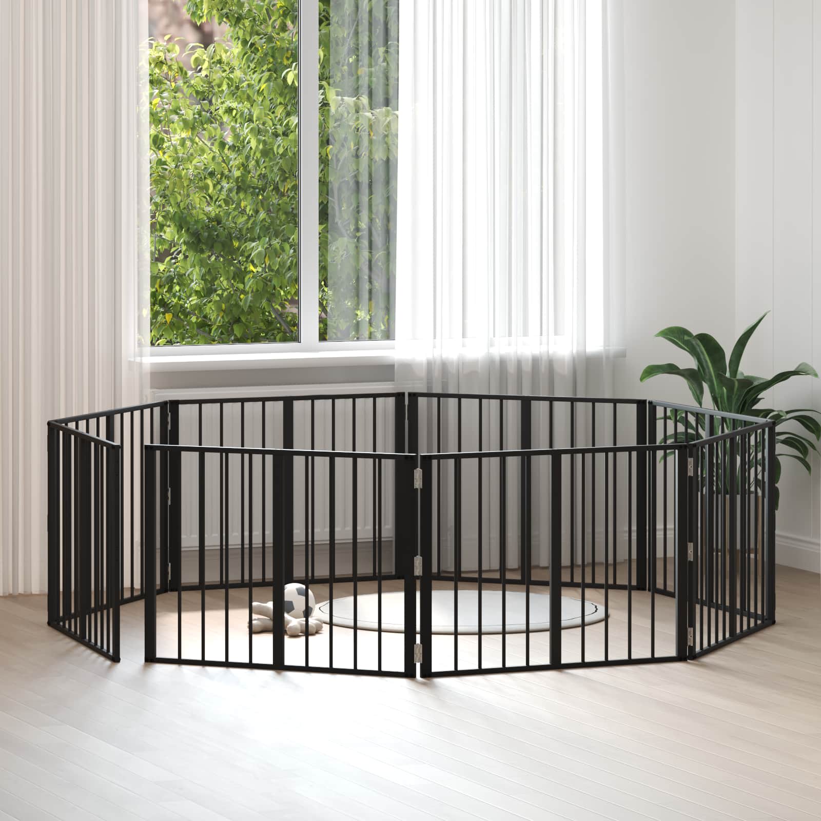 Vrata za pse 8 pcs Crna 80 x 60 cm Cinkani čelik