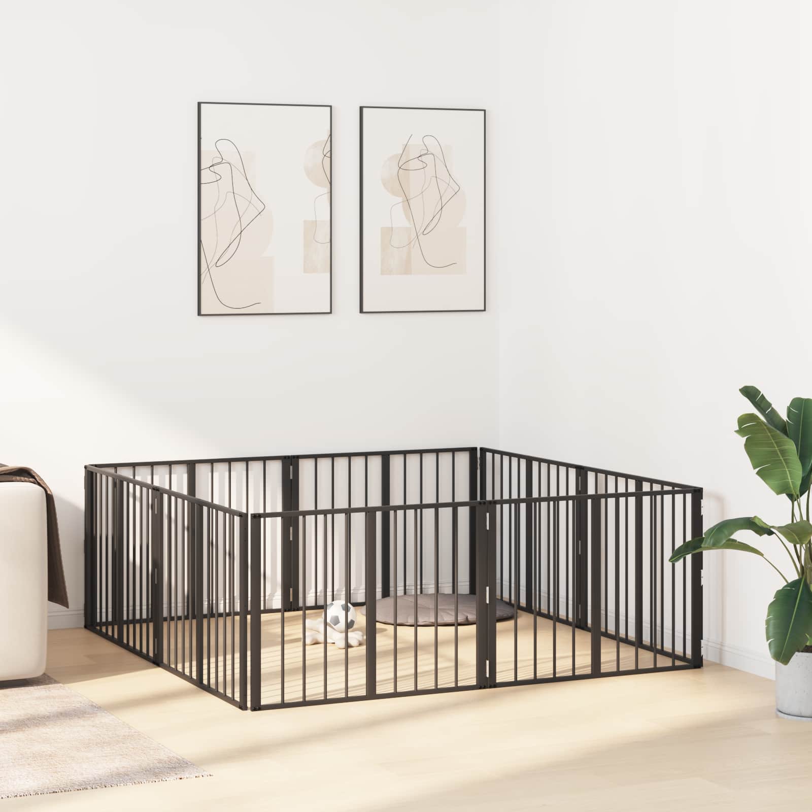 Vrata za pse 8 pcs Crna 80 x 60 cm Cinkani čelik