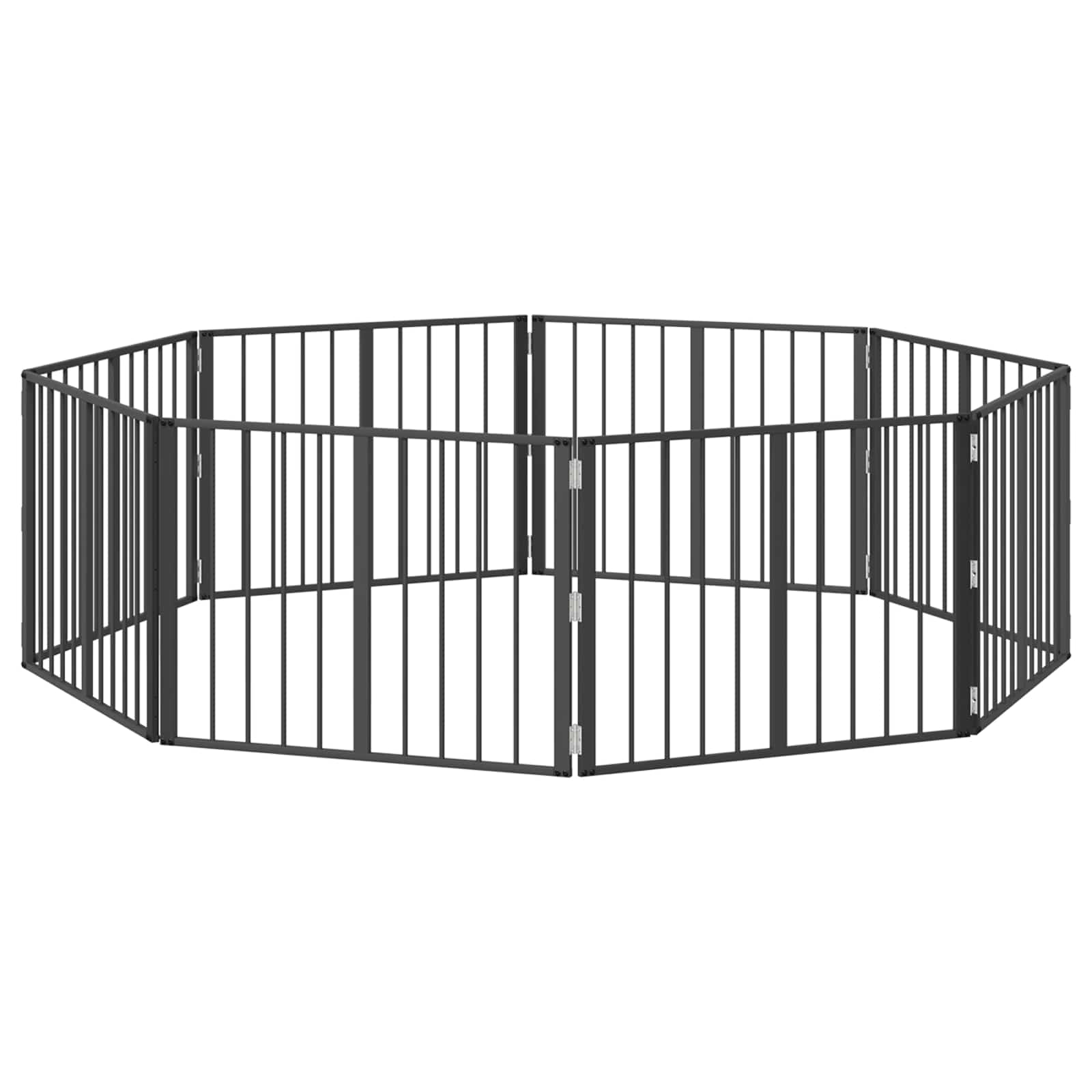 Vrata za pse 8 pcs Crna 80 x 60 cm Cinkani čelik