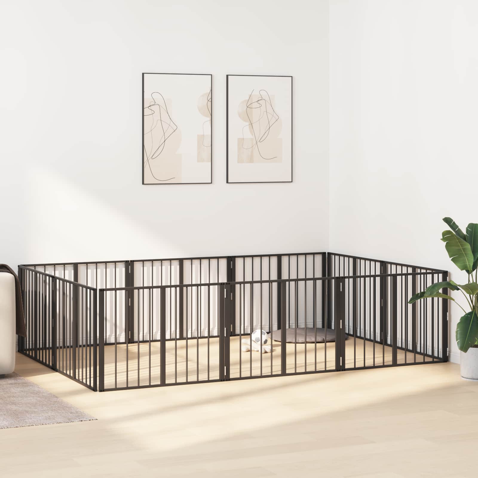 Vrata za pse 10 pcs Crna 80 x 60 cm Cinkani čelik