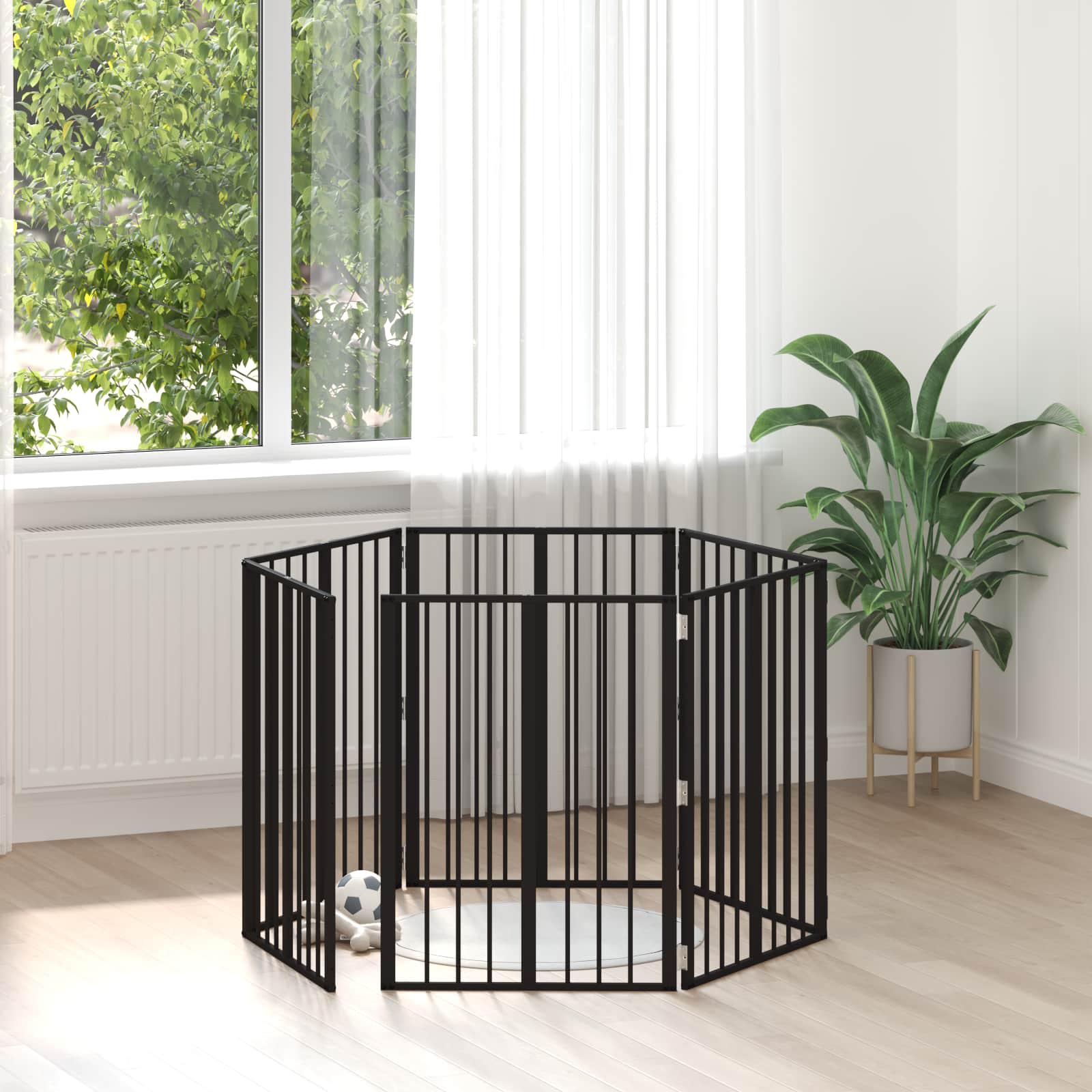 Vrata za pse 6 pcs Crna 60 x 80 cm Cinkani čelik