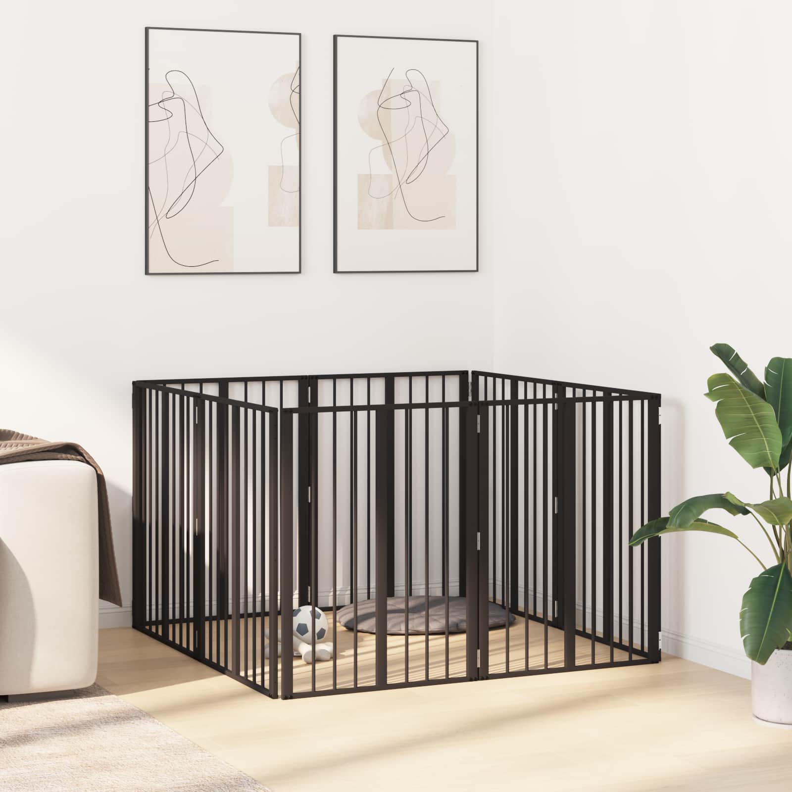 Vrata za pse 8 pcs Crna 60 x 80 cm Cinkani čelik