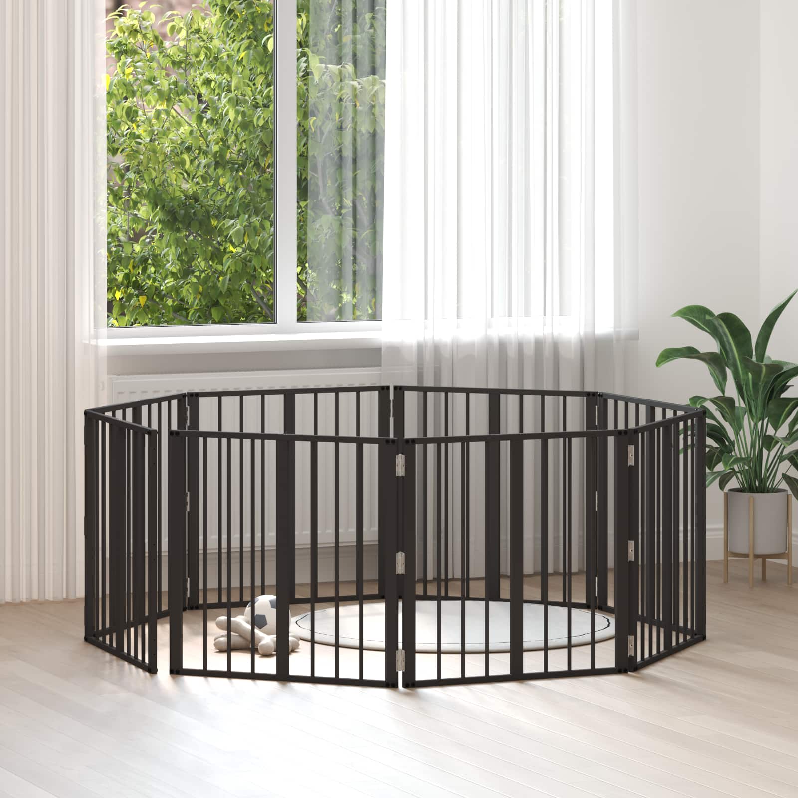 Vrata za pse 8 pcs Crna 60 x 60 cm Cinkani čelik
