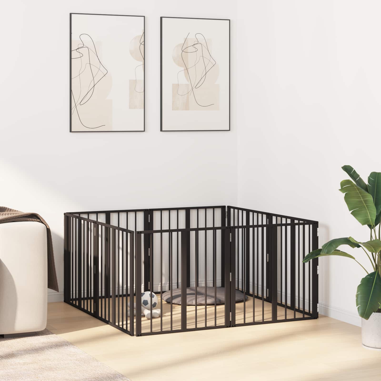 Vrata za pse 8 pcs Crna 60 x 60 cm Cinkani čelik