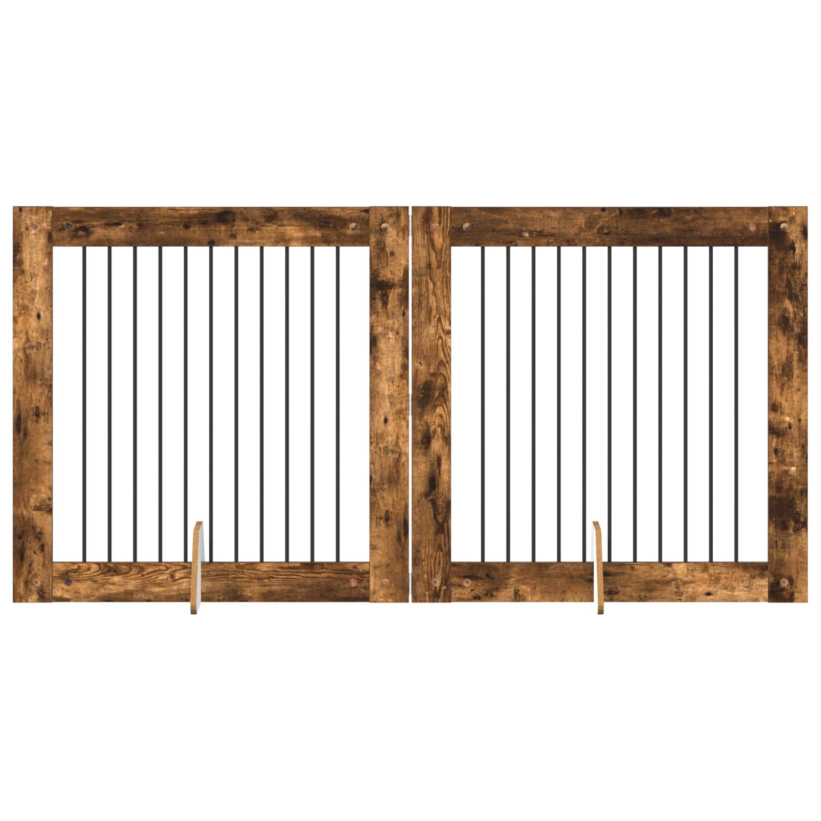 Vrata za pse s postoljem 2 pcs Dimljeni hrast 100 x 100 cm