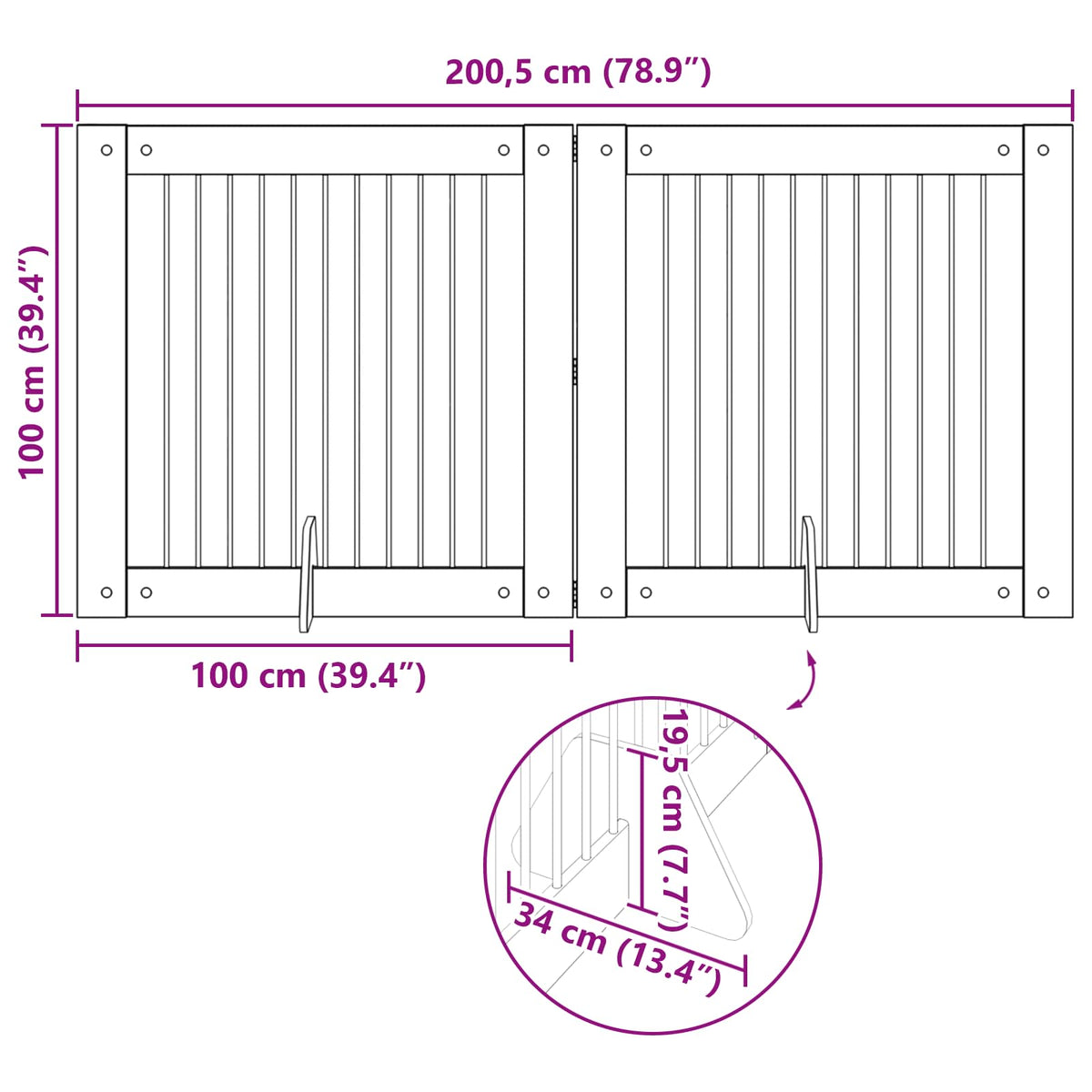 Vrata za pse s postoljem 2 pcs Siva sonoma 100 x 100 cm