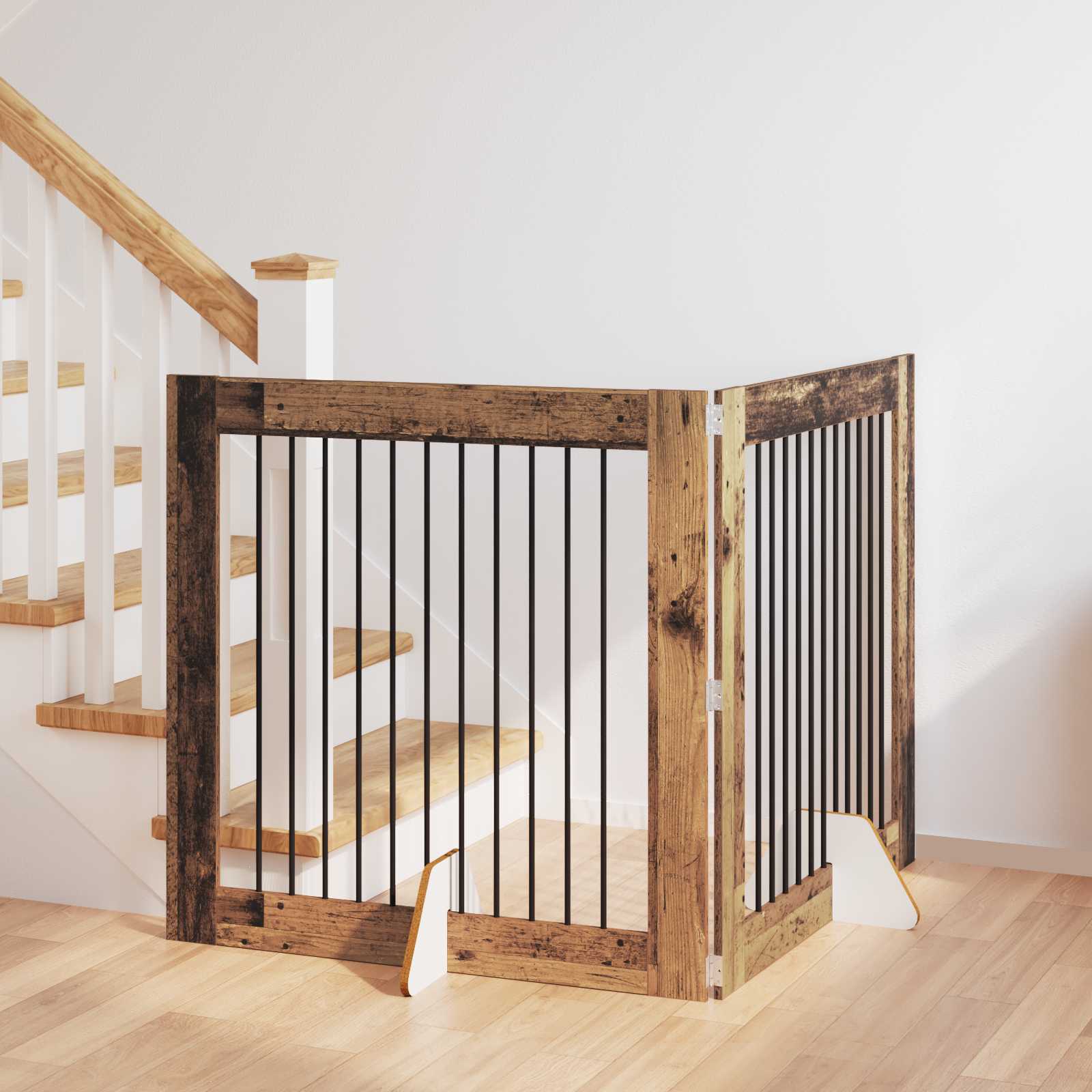Vrata za pse s postoljem 2 pcs Staro drvo 100 x 100 cm