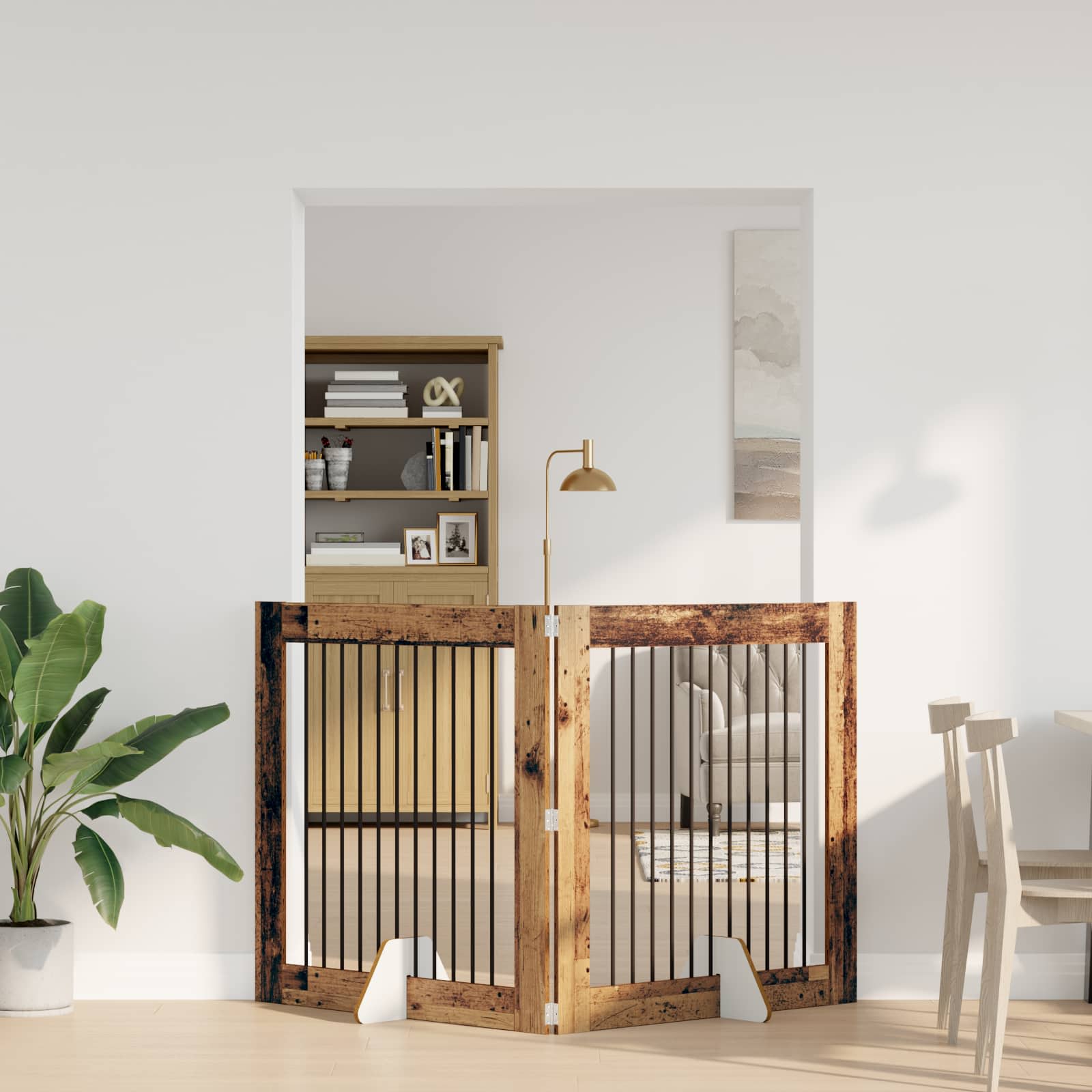 Vrata za pse s postoljem 2 pcs Staro drvo 100 x 100 cm
