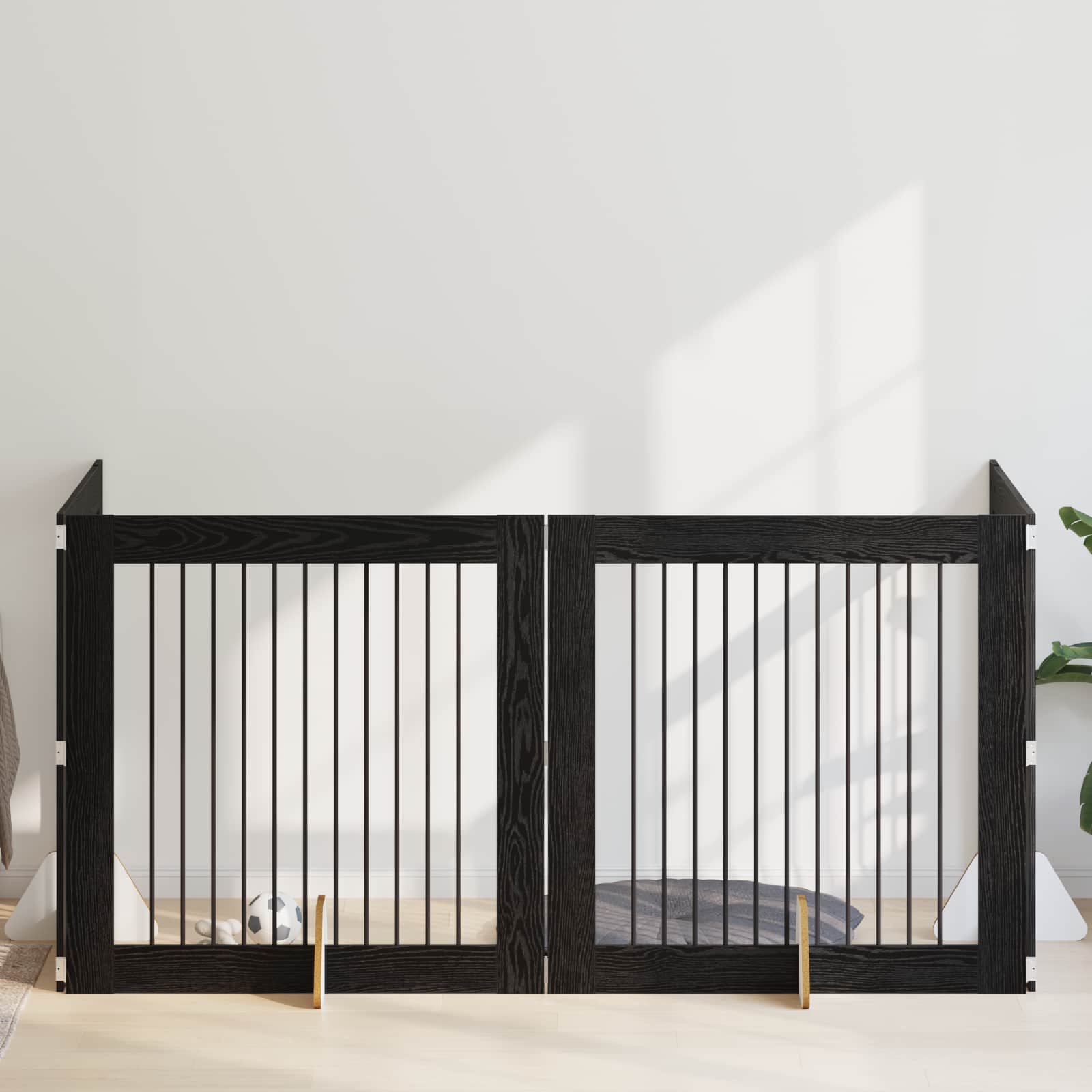 Vrata za pse s postoljem 4 pcs Crni hrast 100 x 100 cm