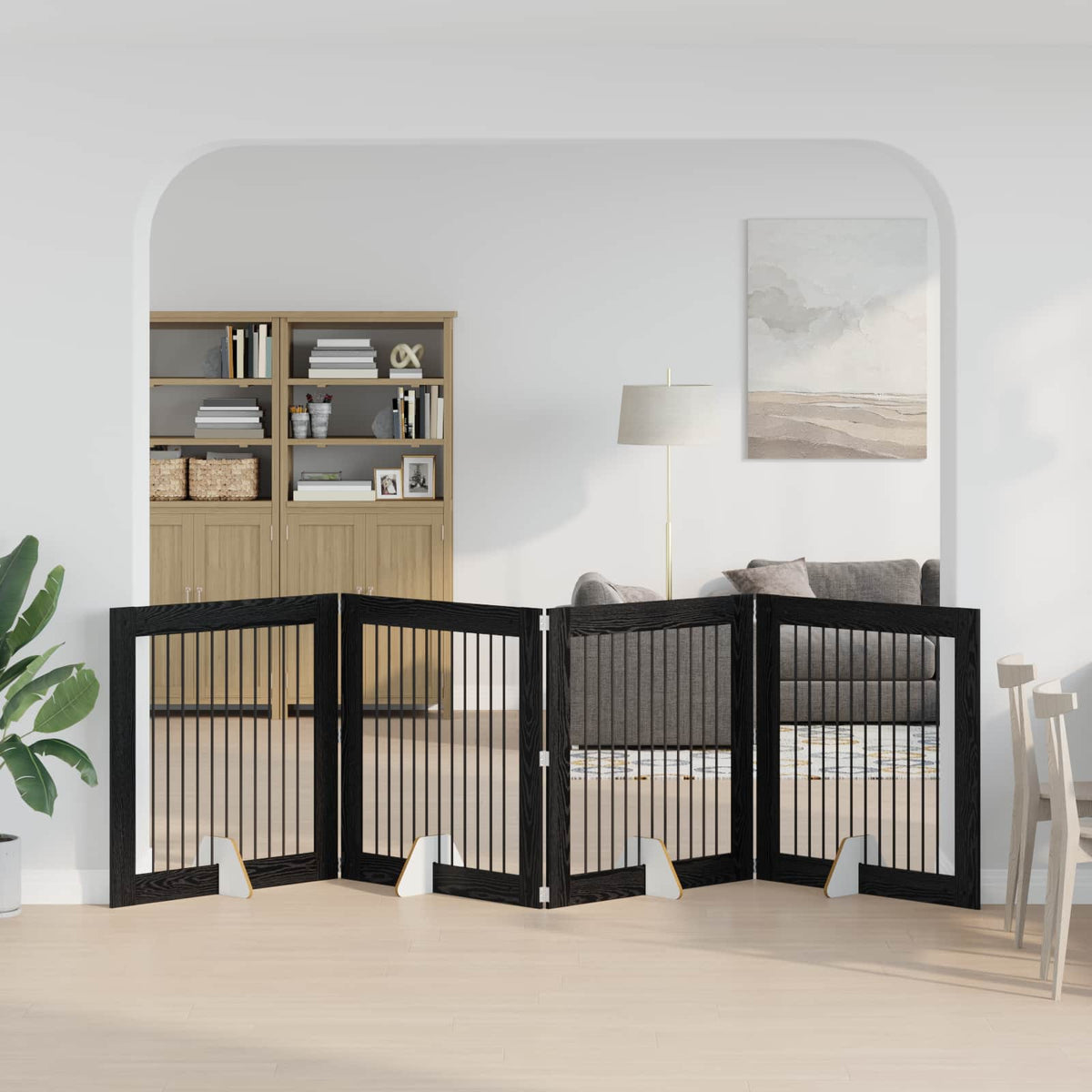 Vrata za pse s postoljem 4 pcs Crni hrast 100 x 100 cm