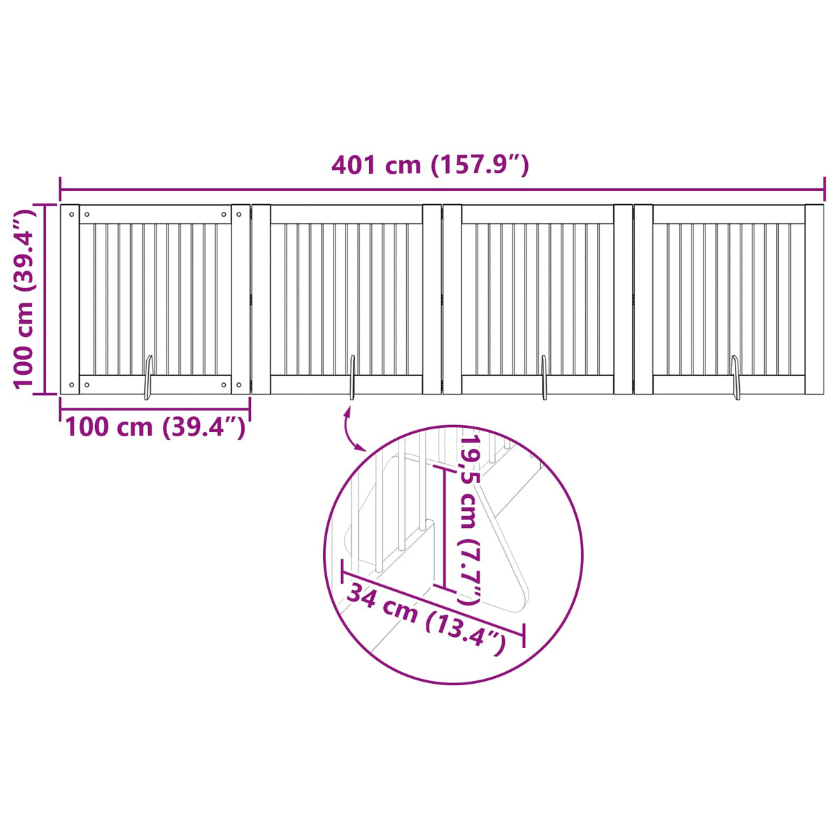 Vrata za pse s postoljem 4 pcs Crni hrast 100 x 100 cm