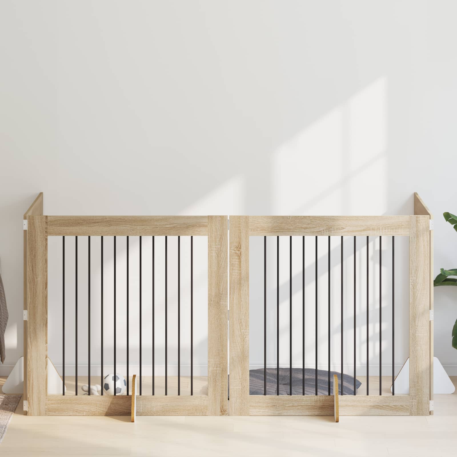 Vrata za pse s postoljem 4 pcs Hrast sonoma 100 x 100 cm
