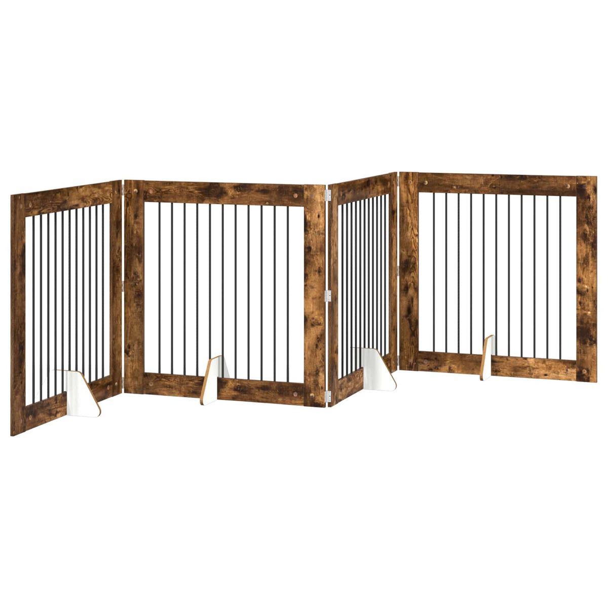 Vrata za pse s postoljem 4 pcs Dimljeni hrast 100 x 100 cm
