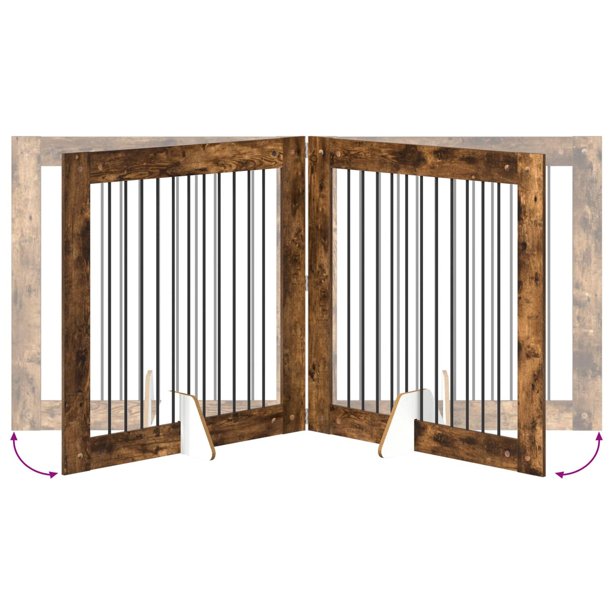 Vrata za pse s postoljem 4 pcs Dimljeni hrast 100 x 100 cm