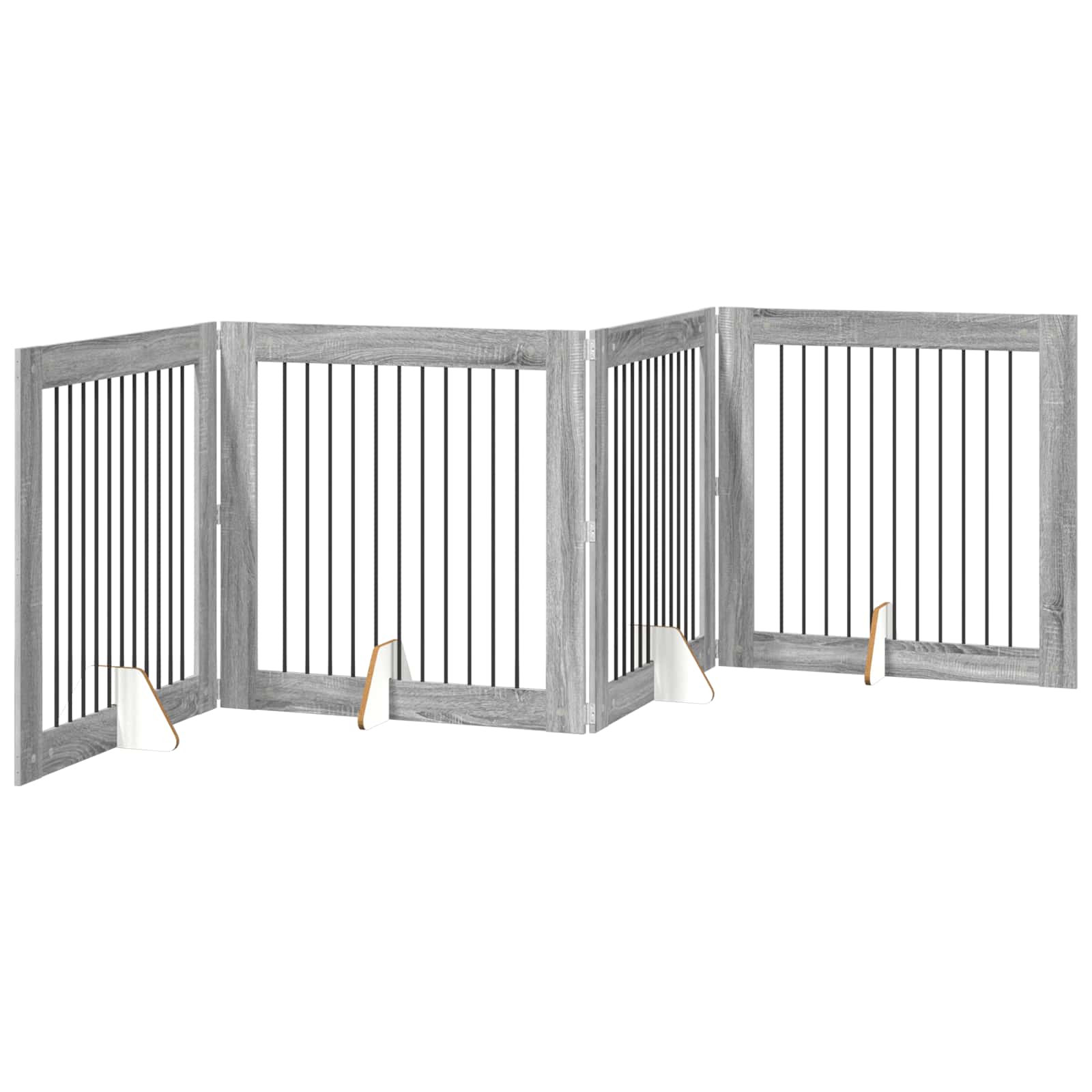 Vrata za pse s postoljem 4 pcs Siva sonoma 100 x 100 cm