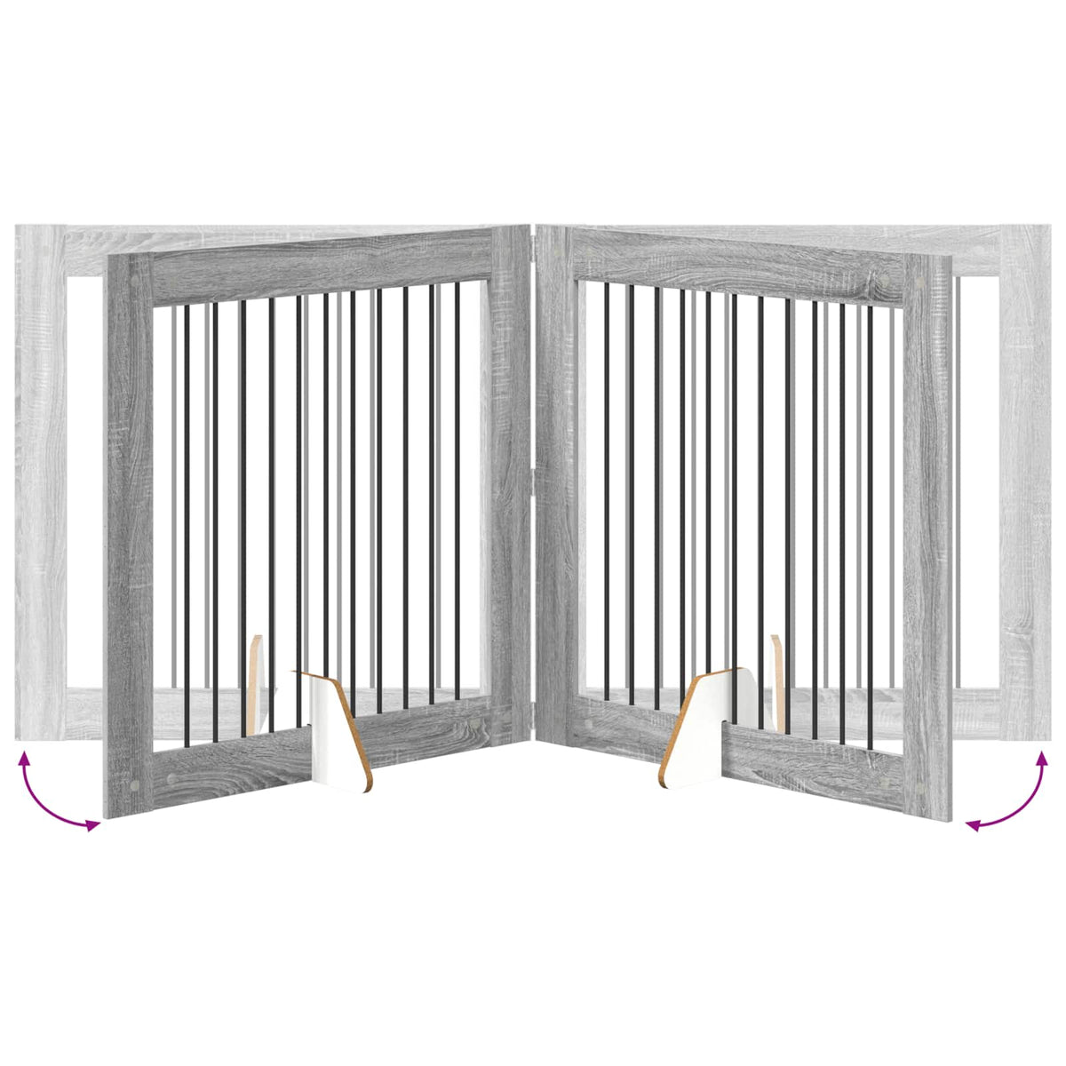 Vrata za pse s postoljem 4 pcs Siva sonoma 100 x 100 cm