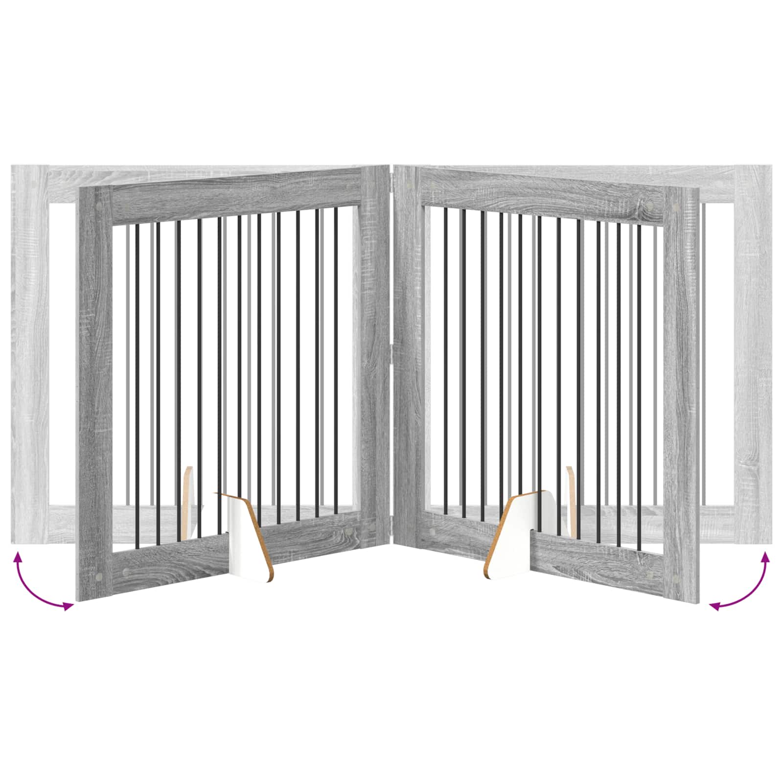 Vrata za pse s postoljem 4 pcs Siva sonoma 100 x 100 cm