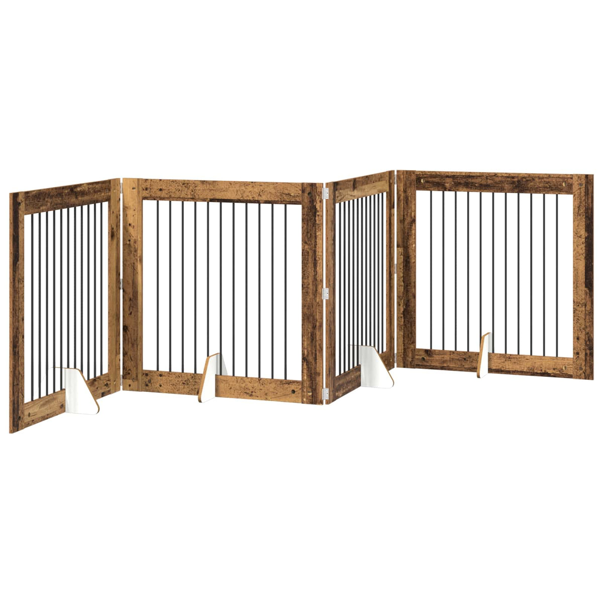 Vrata za pse s postoljem 4 pcs Staro drvo 100 x 100 cm