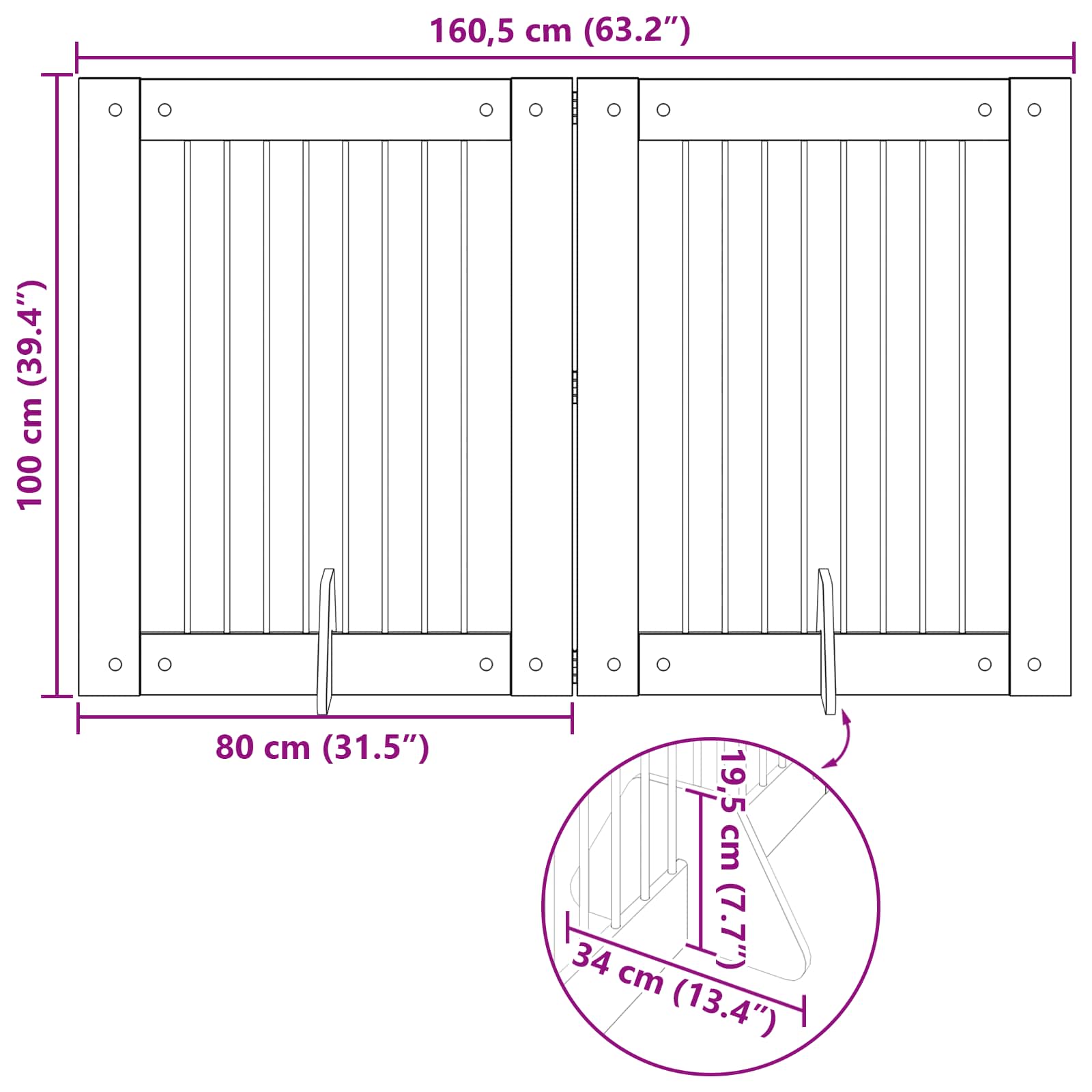 Vrata za pse s postoljem 2 pcs Crni hrast 80 x 100 cm