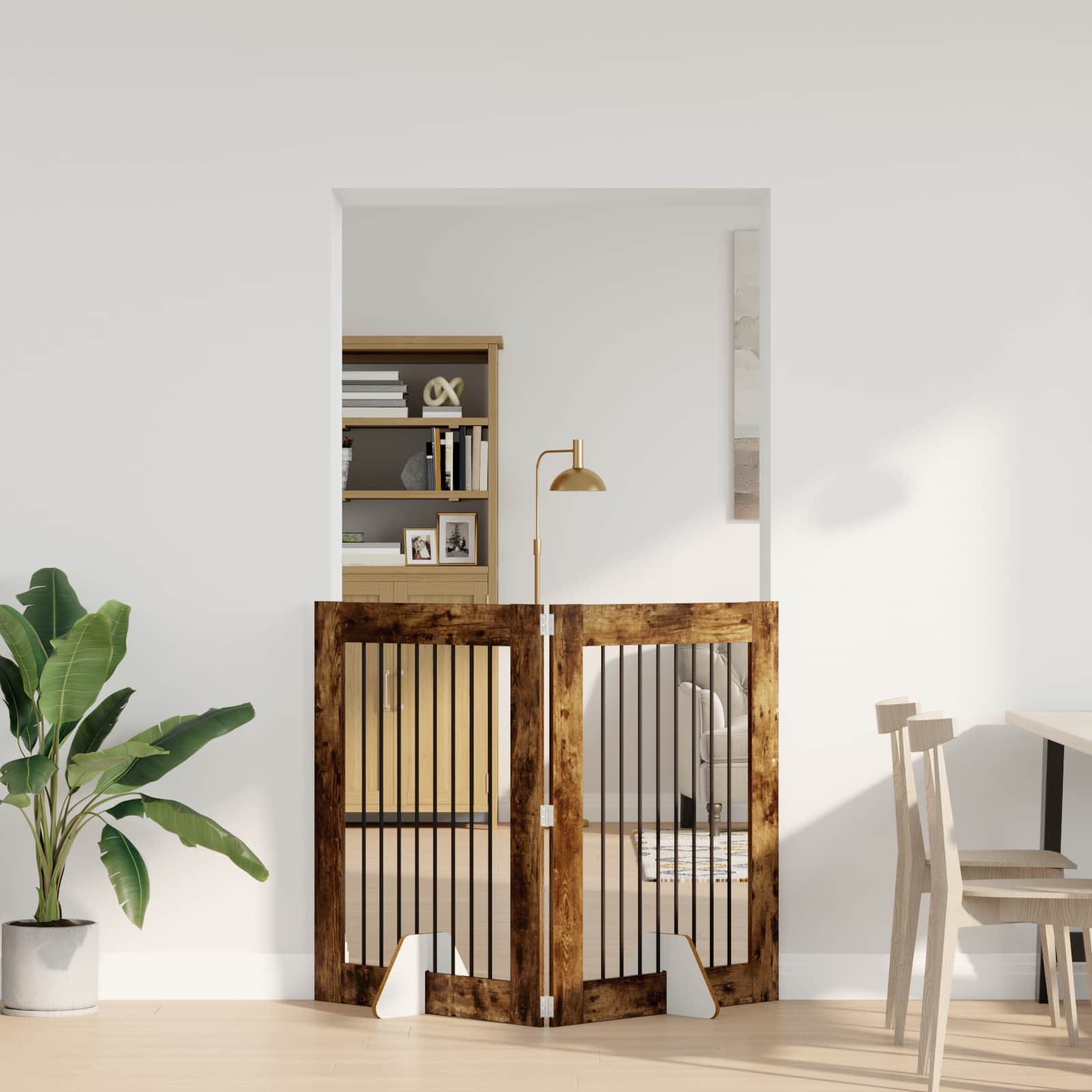 Vrata za pse s postoljem 2 pcs Dimljeni hrast 80 x 100 cm