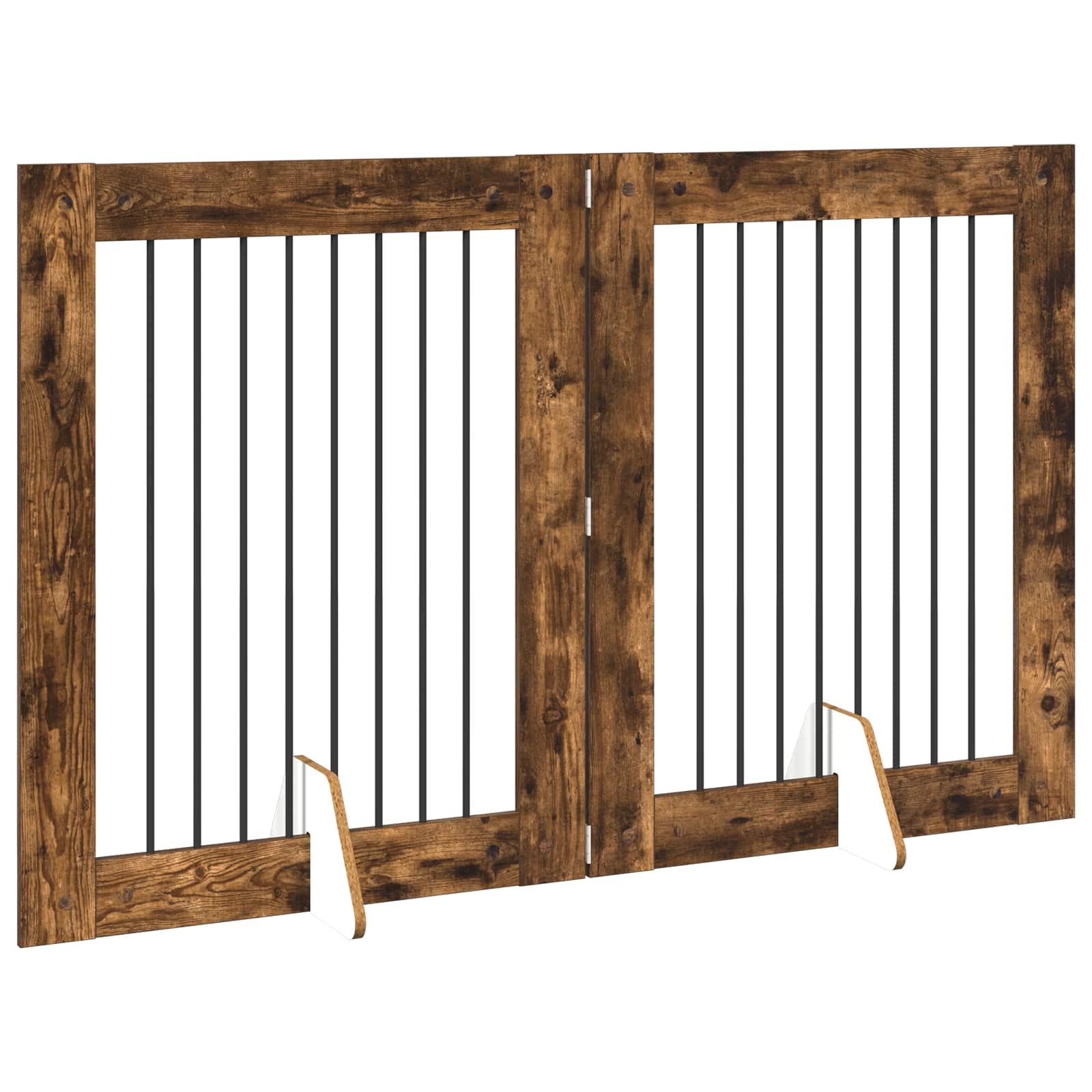 Vrata za pse s postoljem 2 pcs Dimljeni hrast 80 x 100 cm