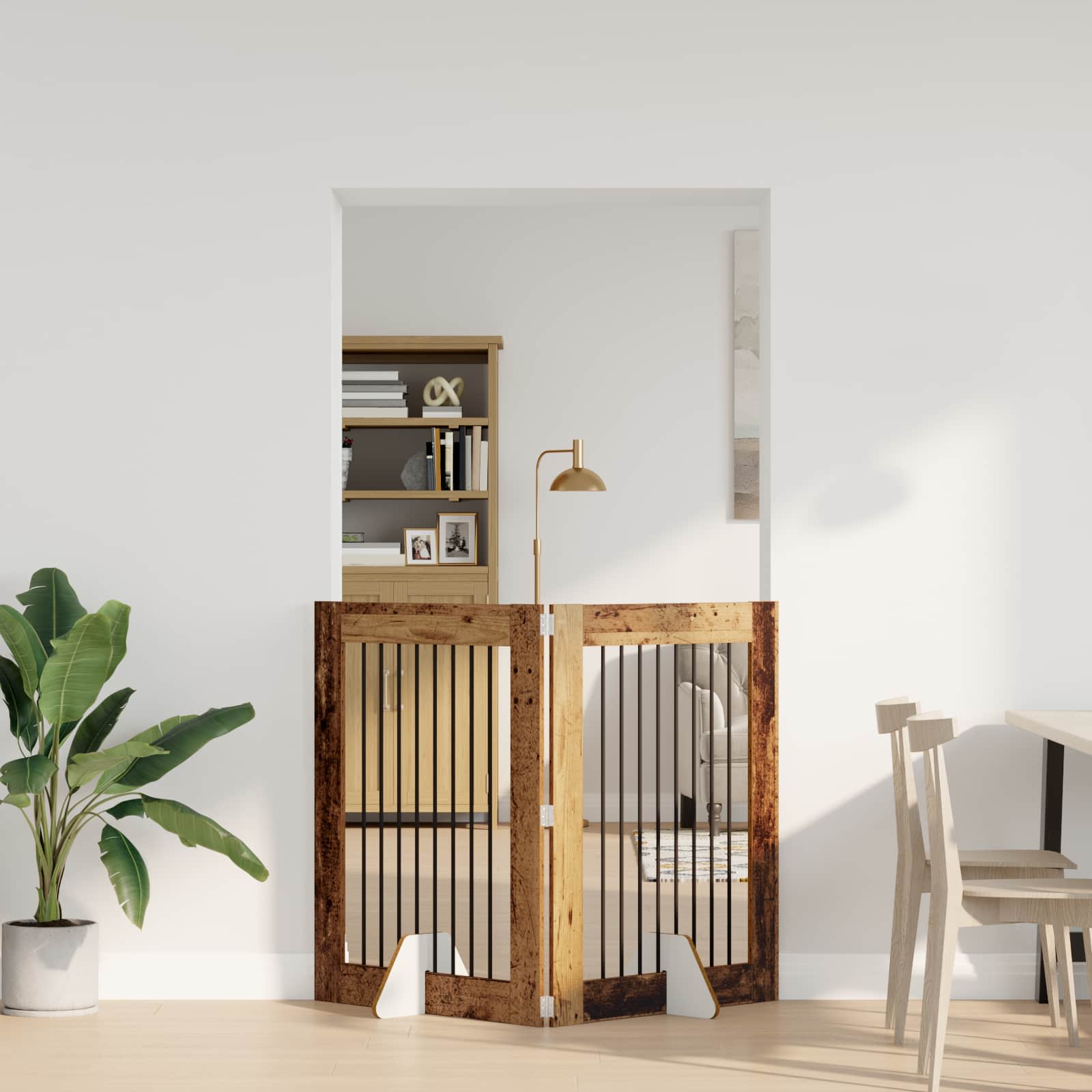 Vrata za pse s postoljem 2 pcs Staro drvo 80 x 100 cm