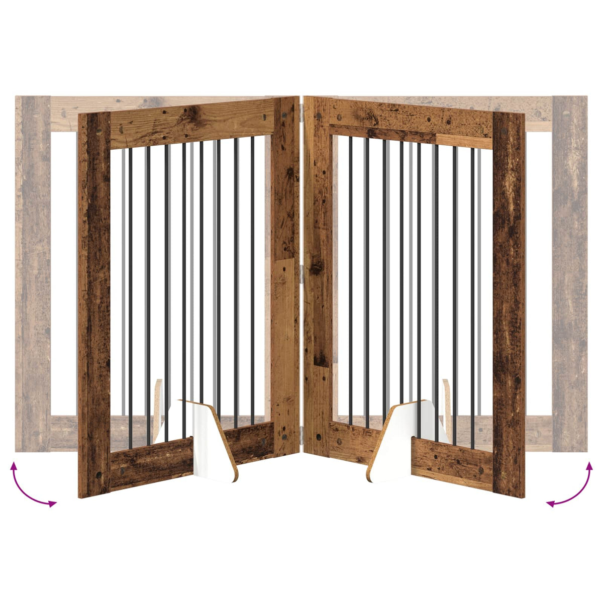 Vrata za pse s postoljem 2 pcs Staro drvo 80 x 100 cm