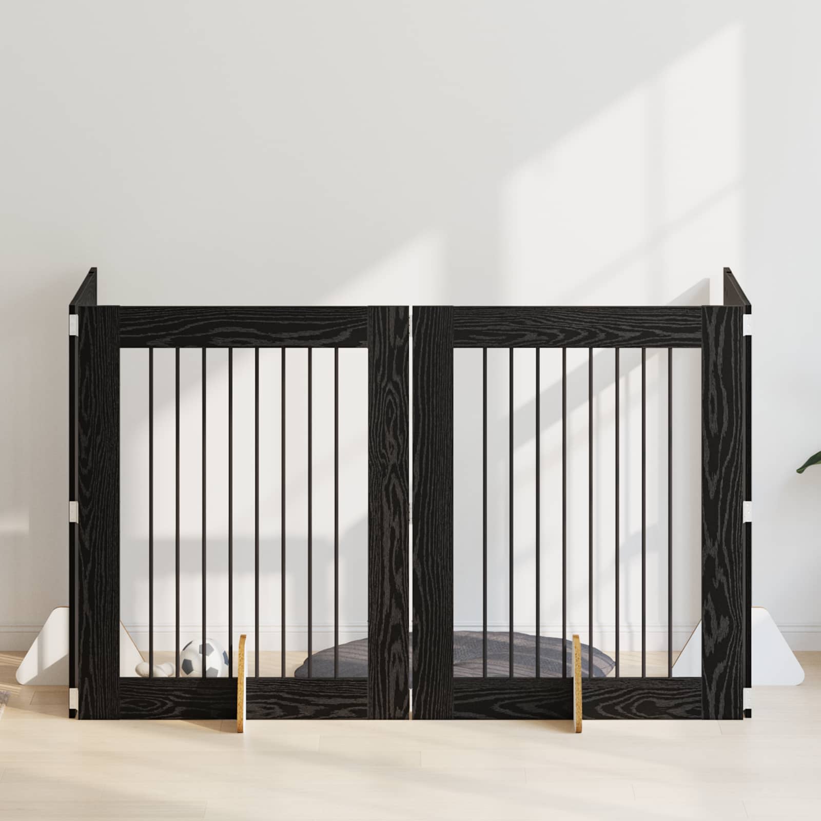 Vrata za pse s postoljem 4 pcs Crni hrast 80 x 100 cm