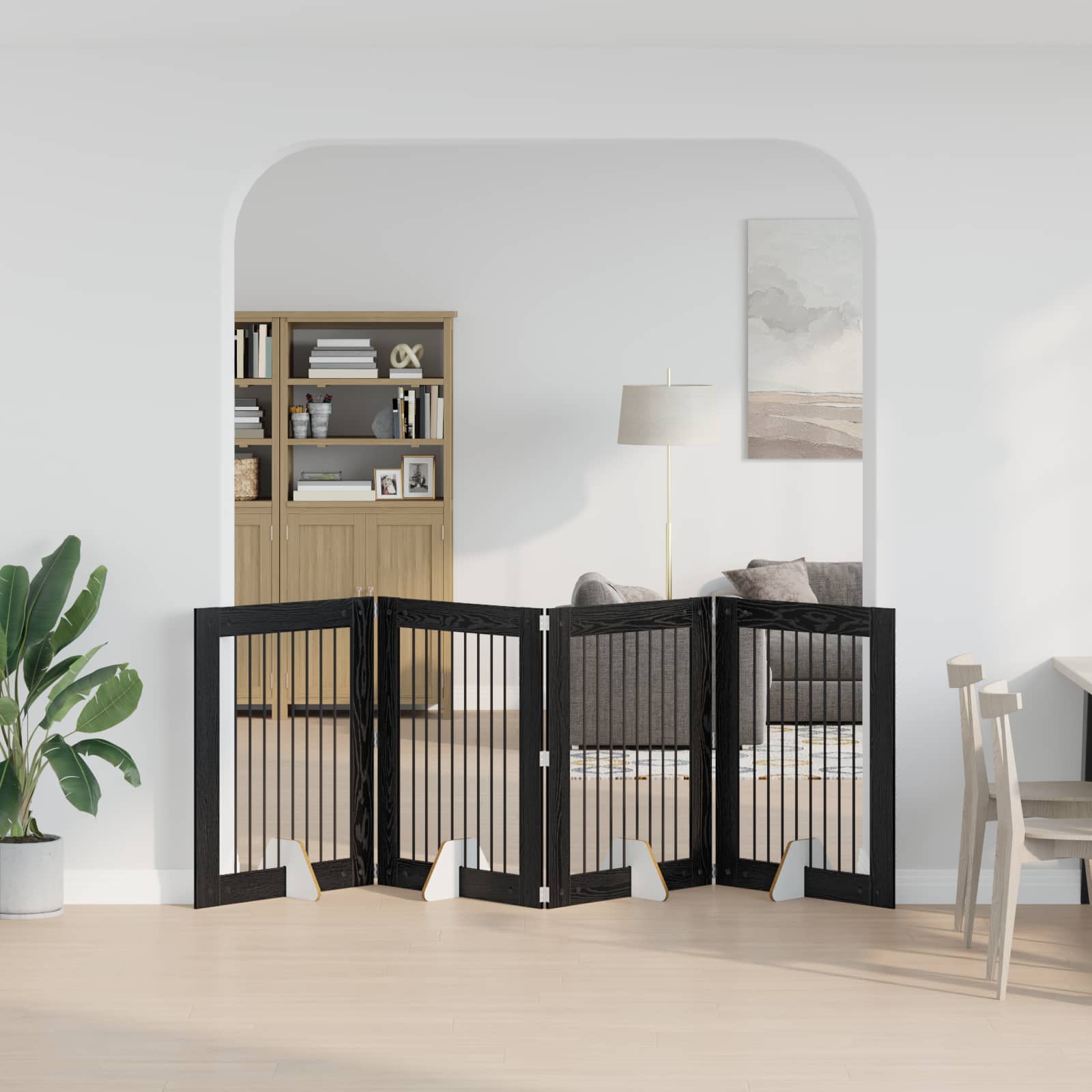 Vrata za pse s postoljem 4 pcs Crni hrast 80 x 100 cm