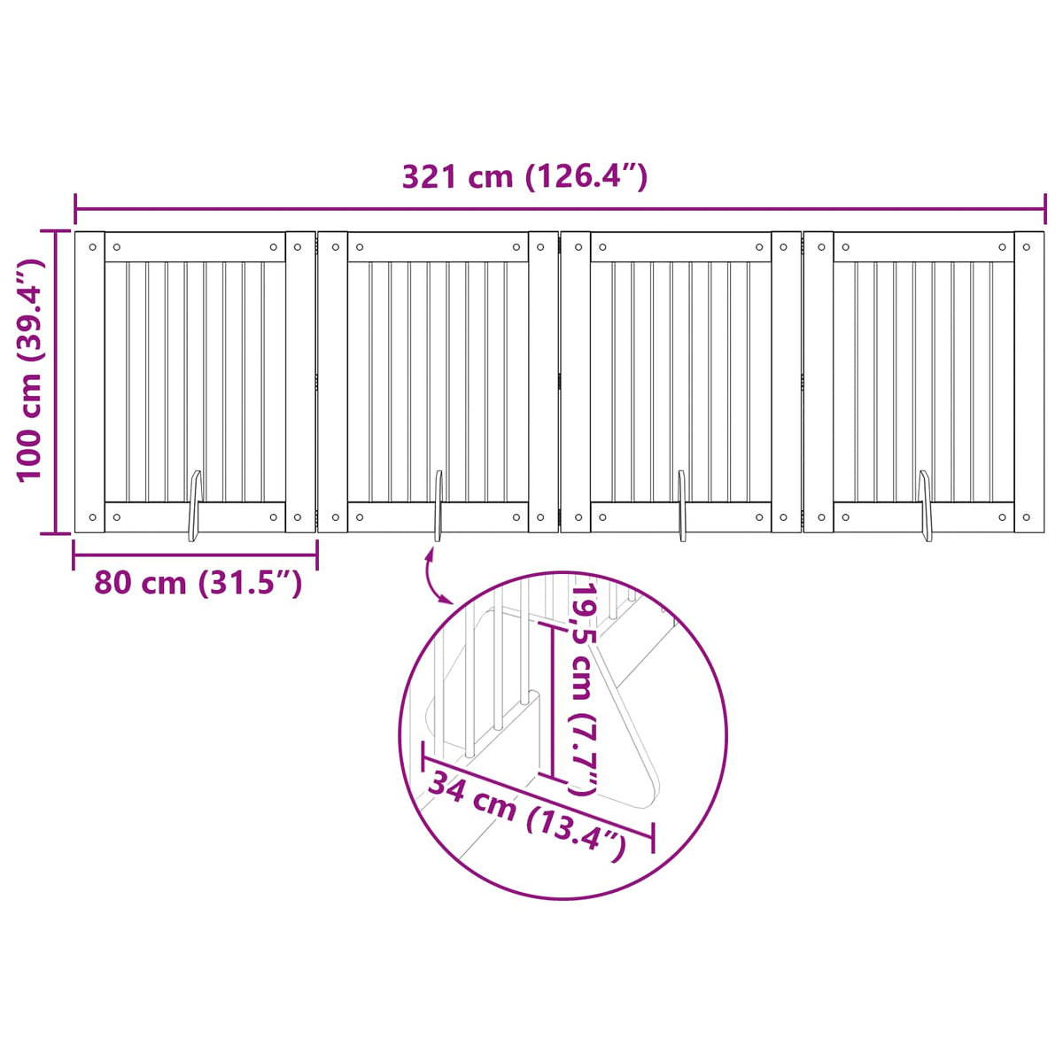 Vrata za pse s postoljem 4 pcs Crni hrast 80 x 100 cm