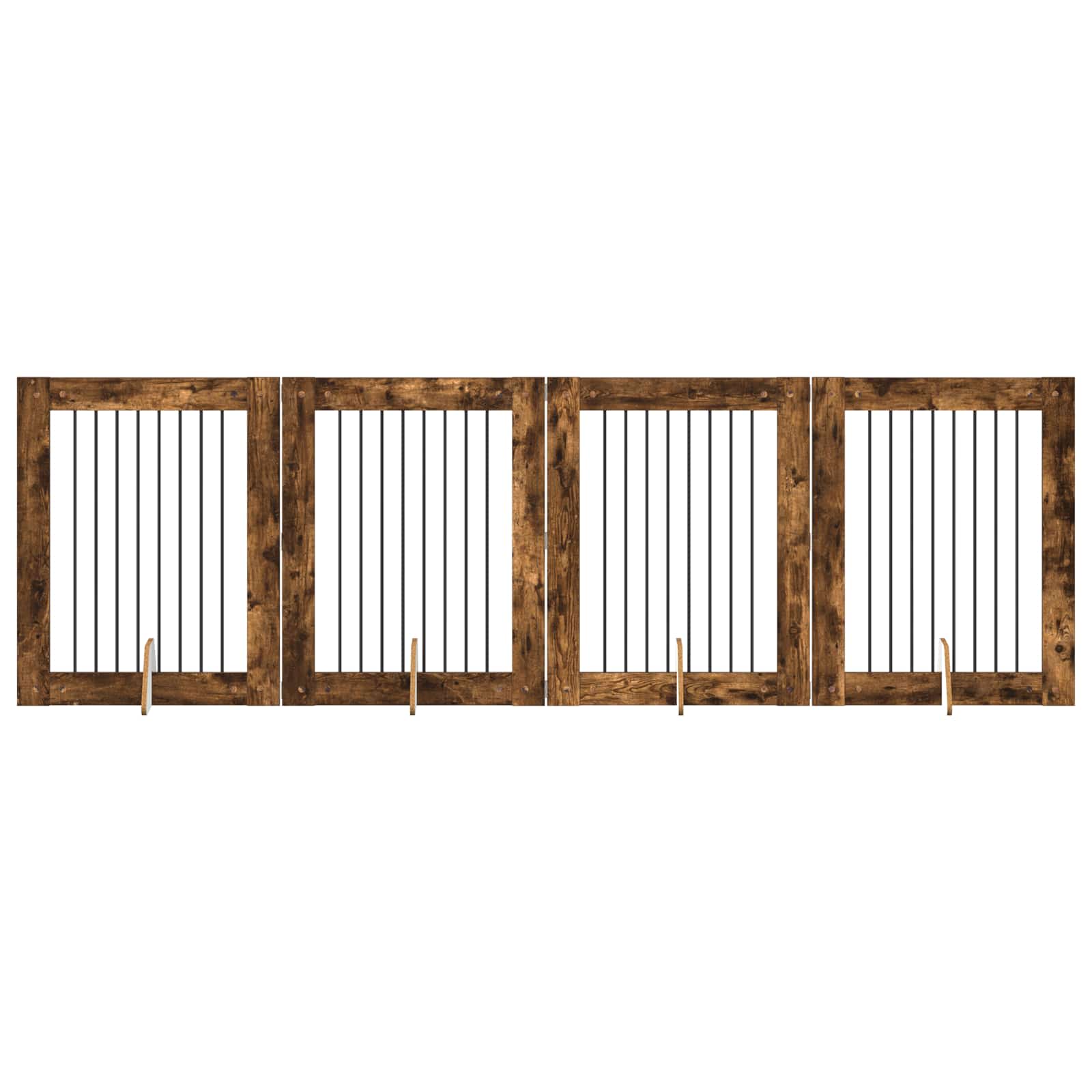 Vrata za pse s postoljem 4 pcs Dimljeni hrast 80 x 100 cm