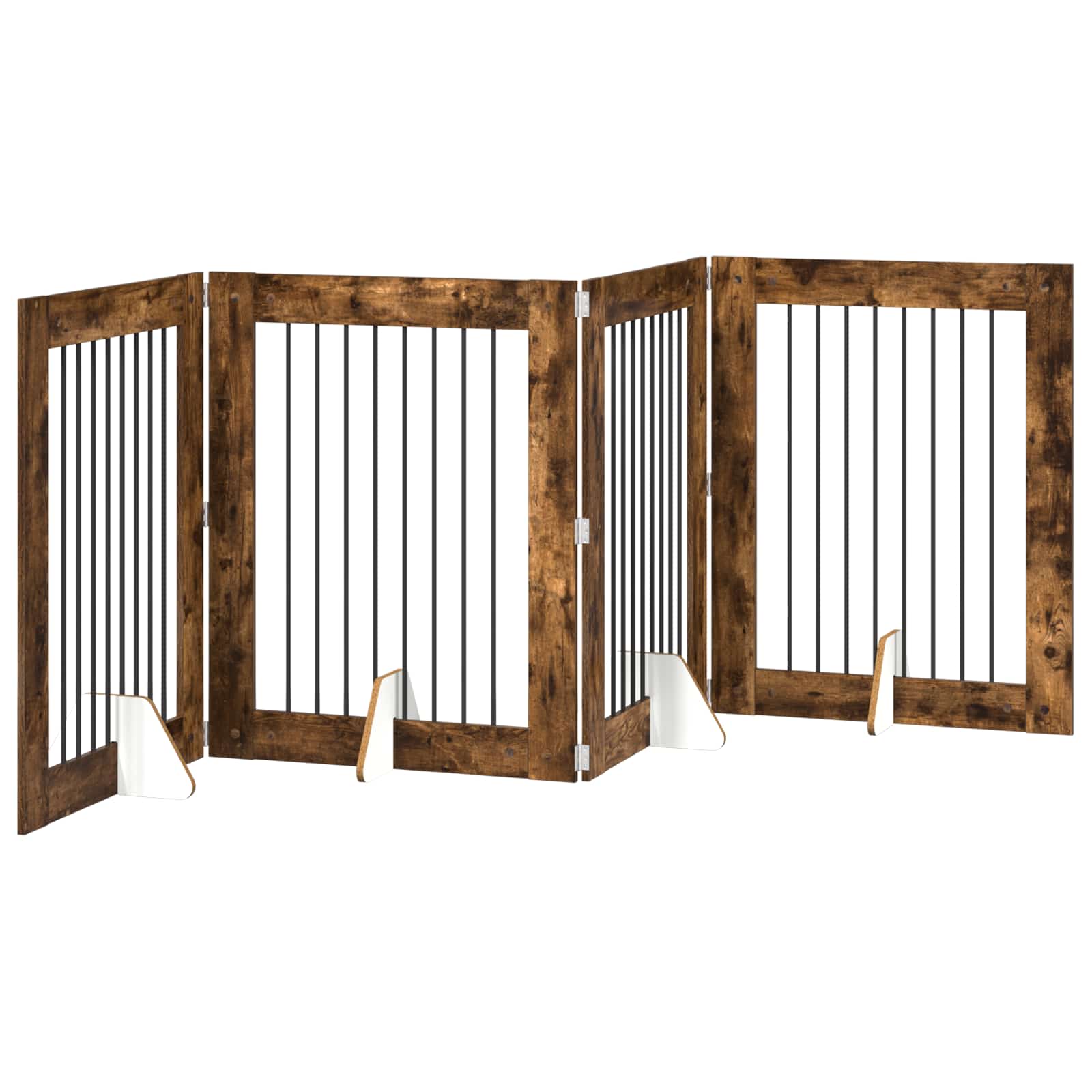 Vrata za pse s postoljem 4 pcs Dimljeni hrast 80 x 100 cm