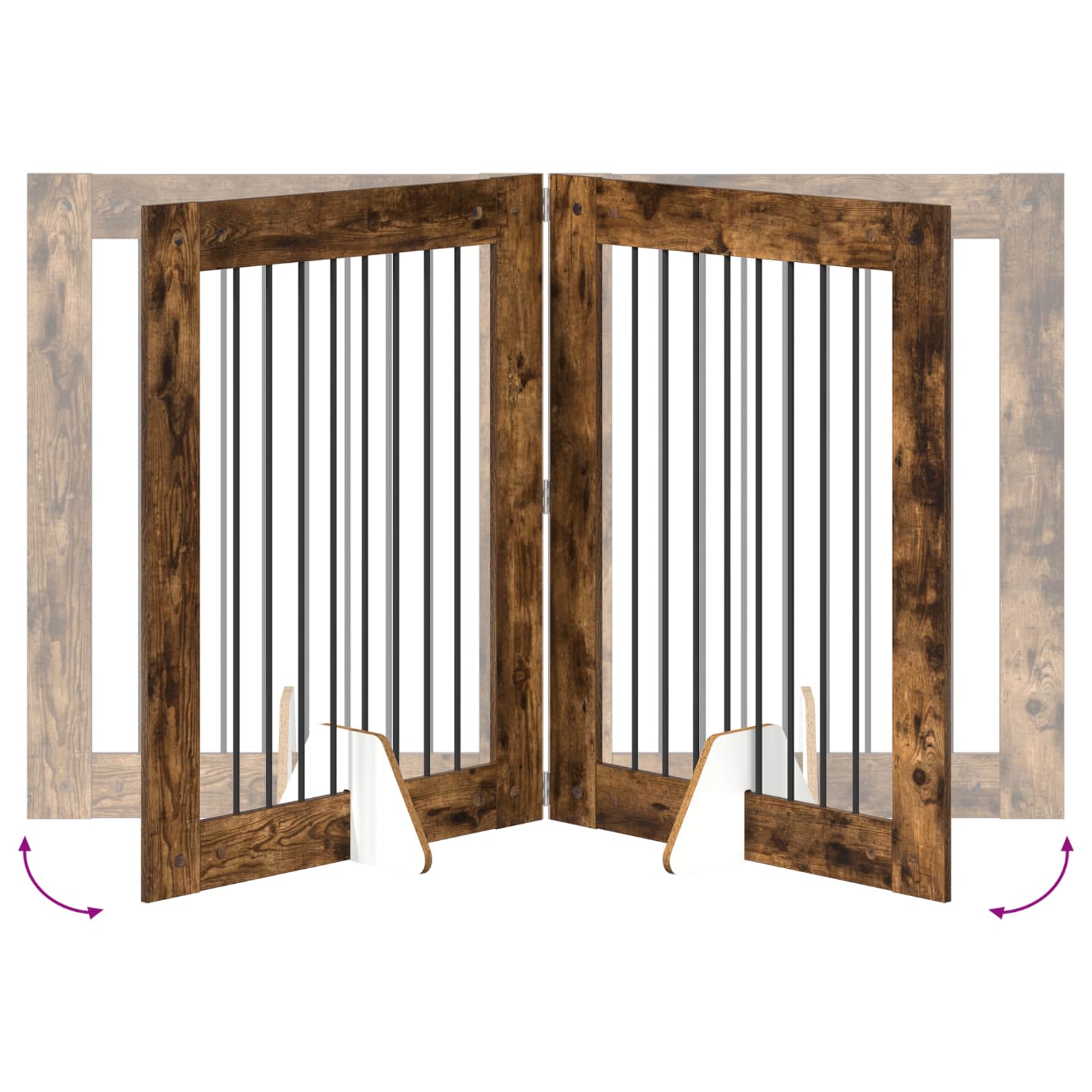 Vrata za pse s postoljem 4 pcs Dimljeni hrast 80 x 100 cm