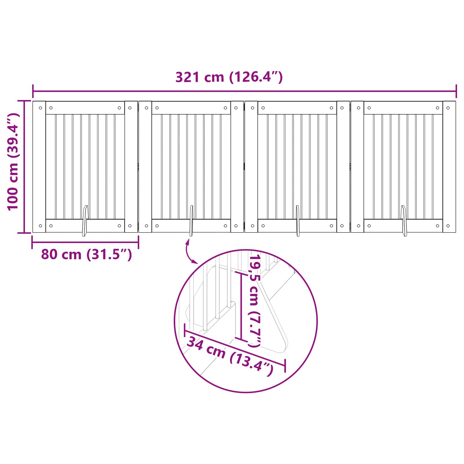 Vrata za pse s postoljem 4 pcs Dimljeni hrast 80 x 100 cm
