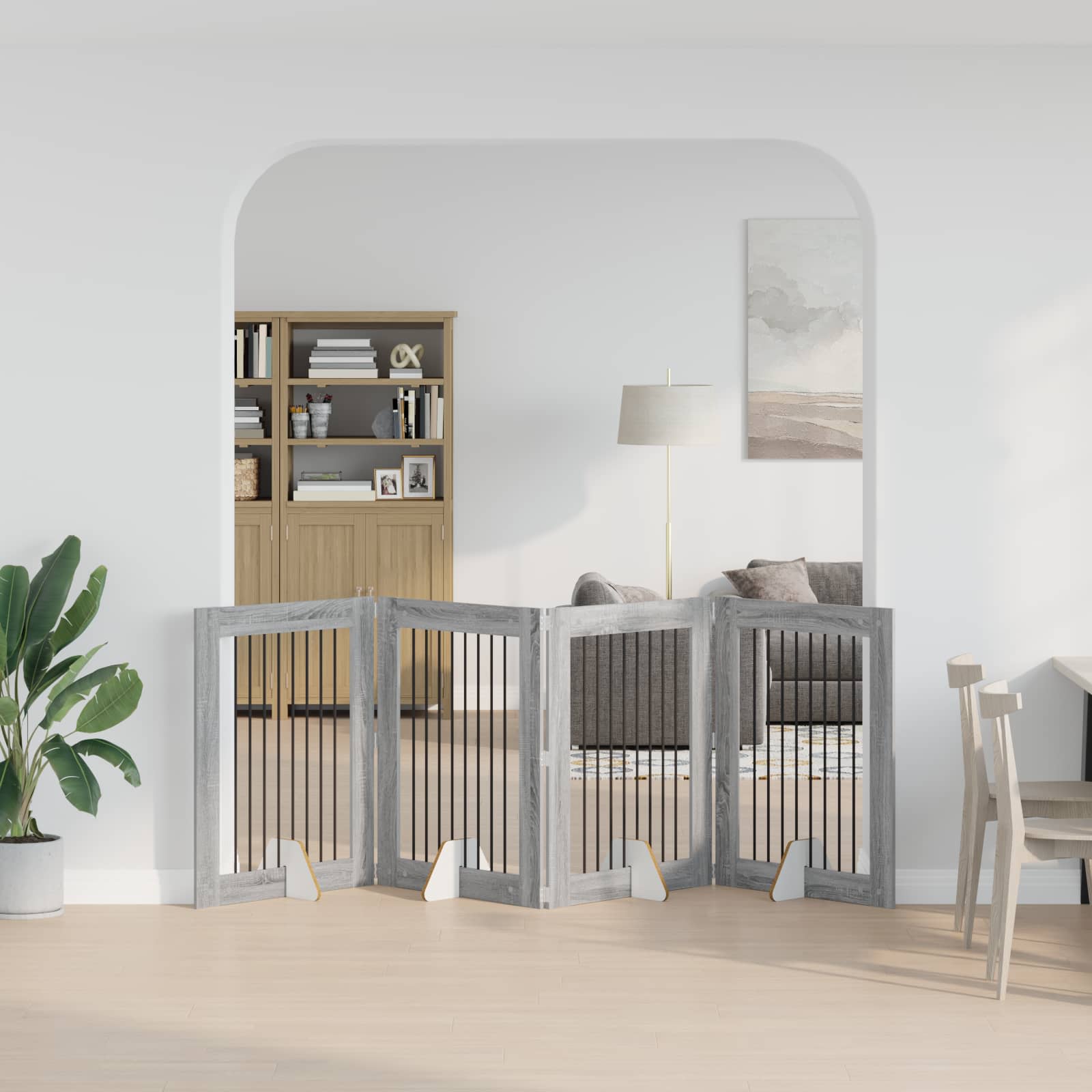 Vrata za pse s postoljem 4 pcs Siva sonoma 80 x 100 cm