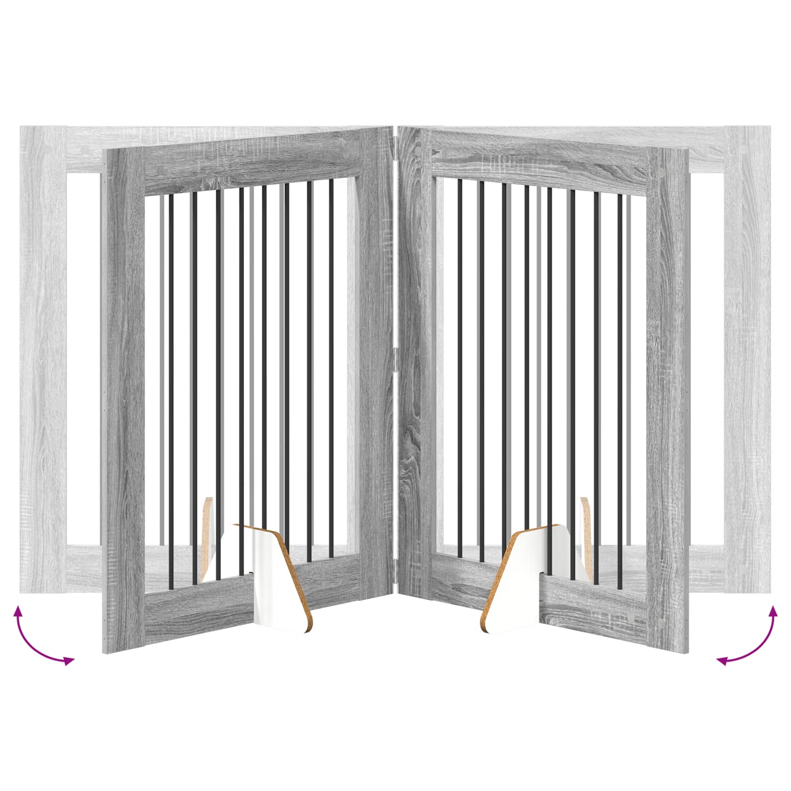 Vrata za pse s postoljem 4 pcs Siva sonoma 80 x 100 cm