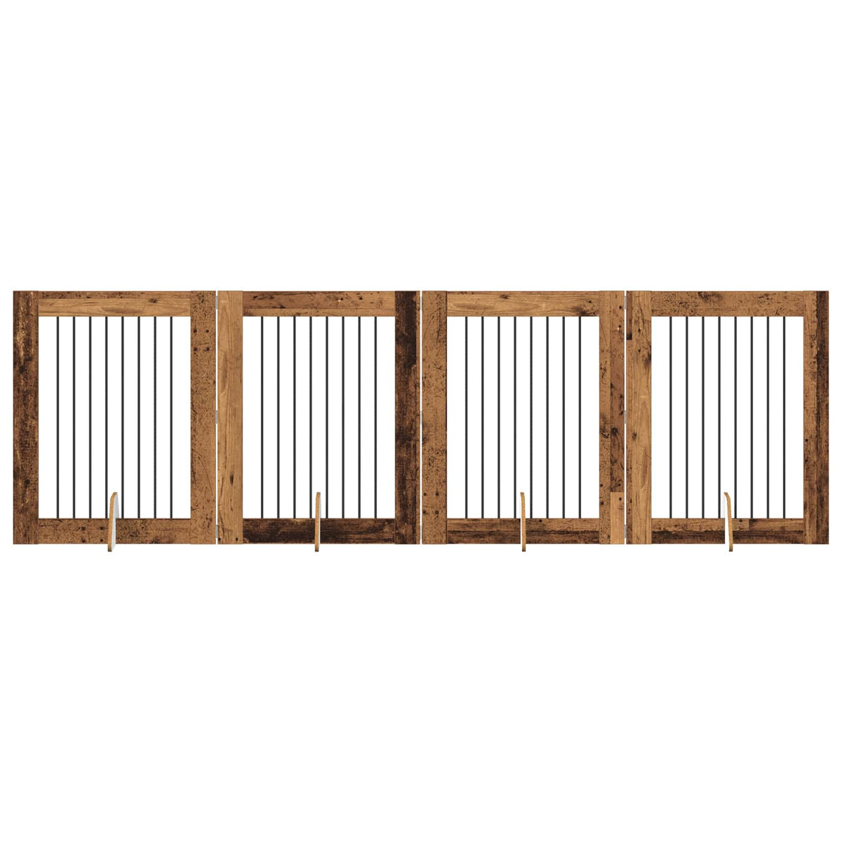 Vrata za pse s postoljem 4 pcs Staro drvo 80 x 100 cm