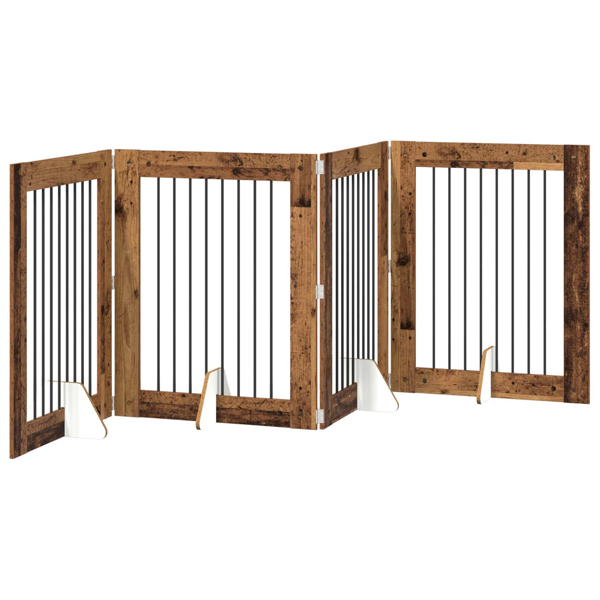 Vrata za pse s postoljem 4 pcs Staro drvo 80 x 100 cm