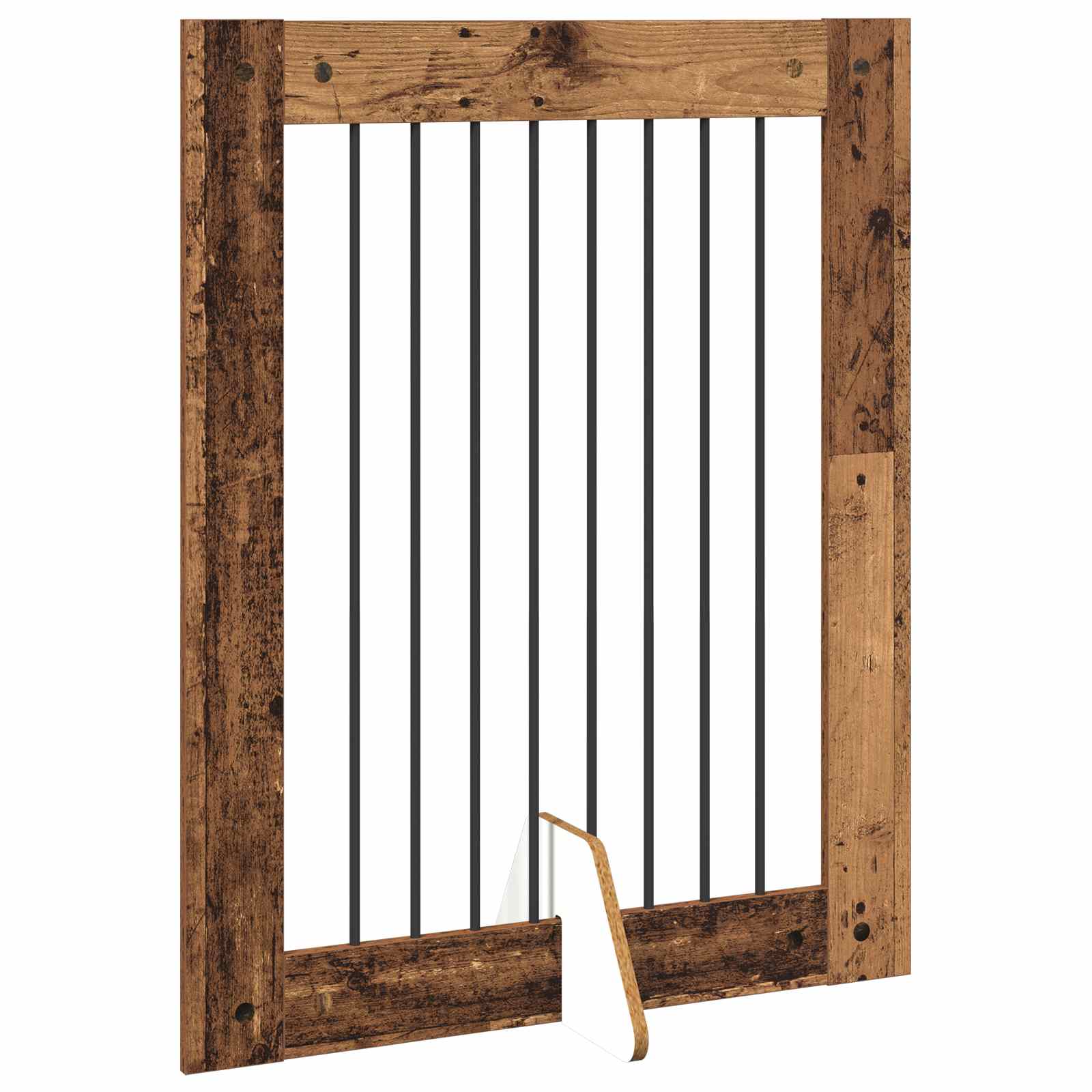 Vrata za pse s postoljem 4 pcs Staro drvo 80 x 100 cm