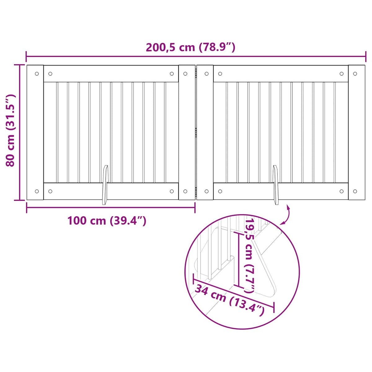 Vrata za pse s postoljem 2 pcs Crni hrast 100 x 80 cm
