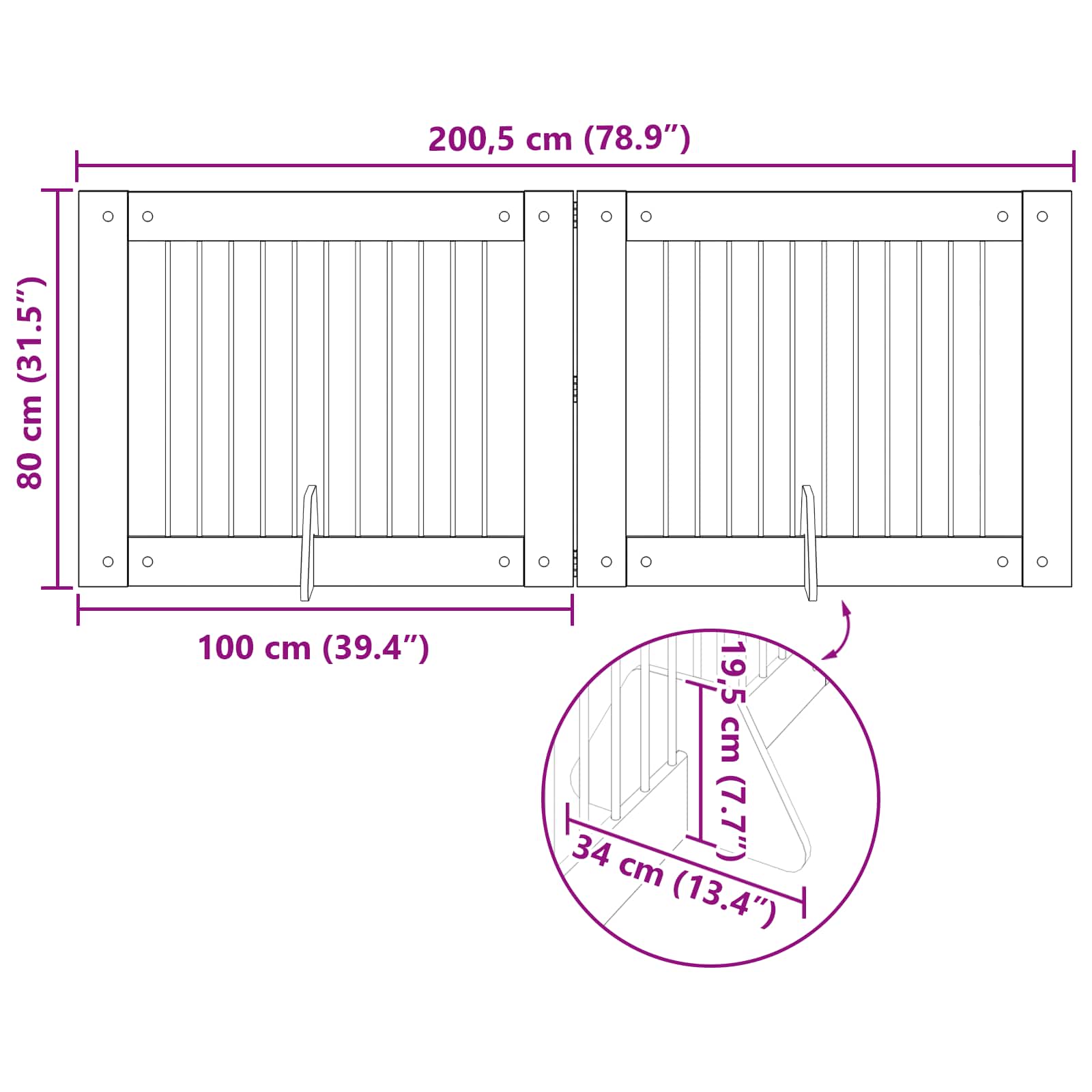 Vrata za pse s postoljem 2 pcs Hrast sonoma 100 x 80 cm