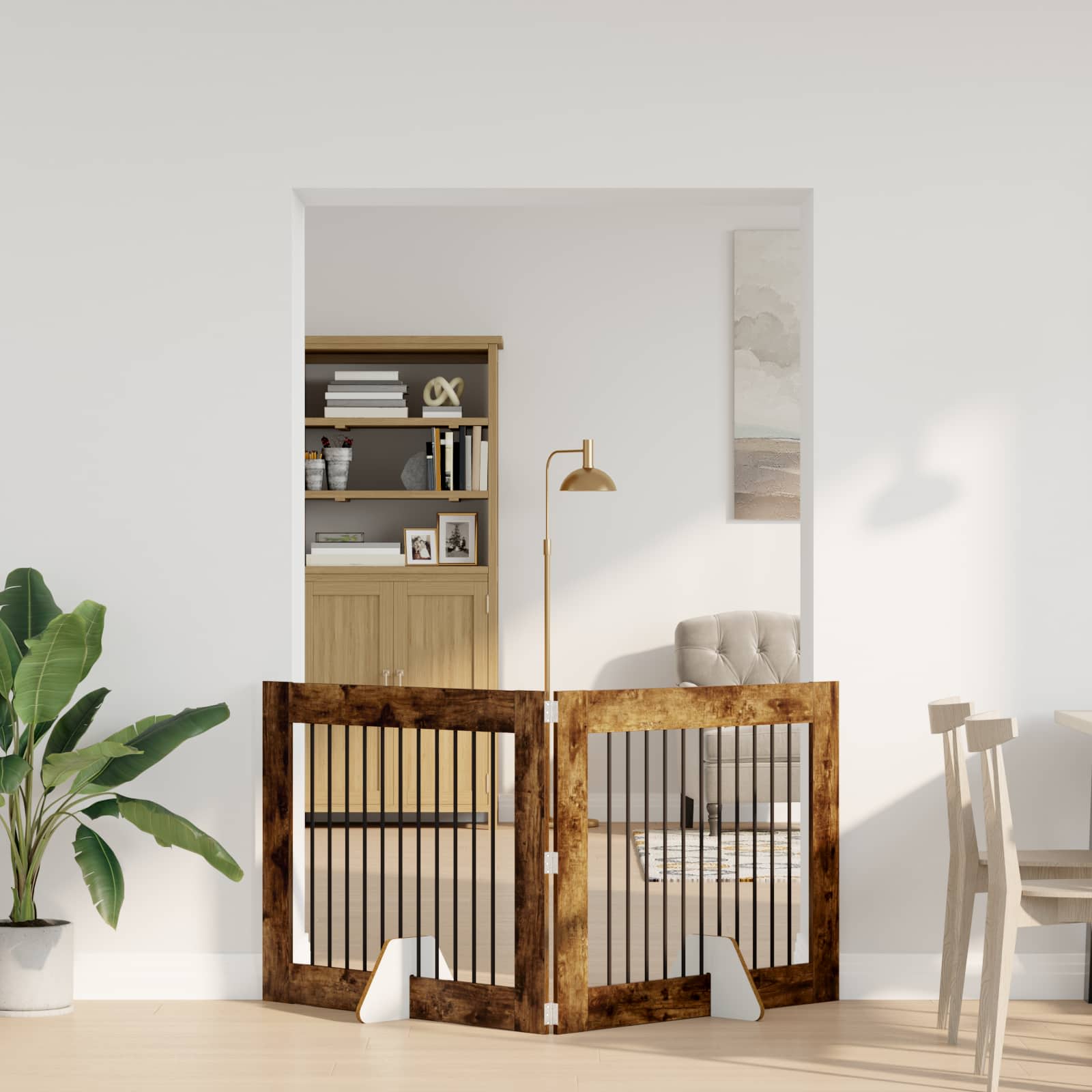 Vrata za pse s postoljem 2 pcs Dimljeni hrast 100 x 80 cm