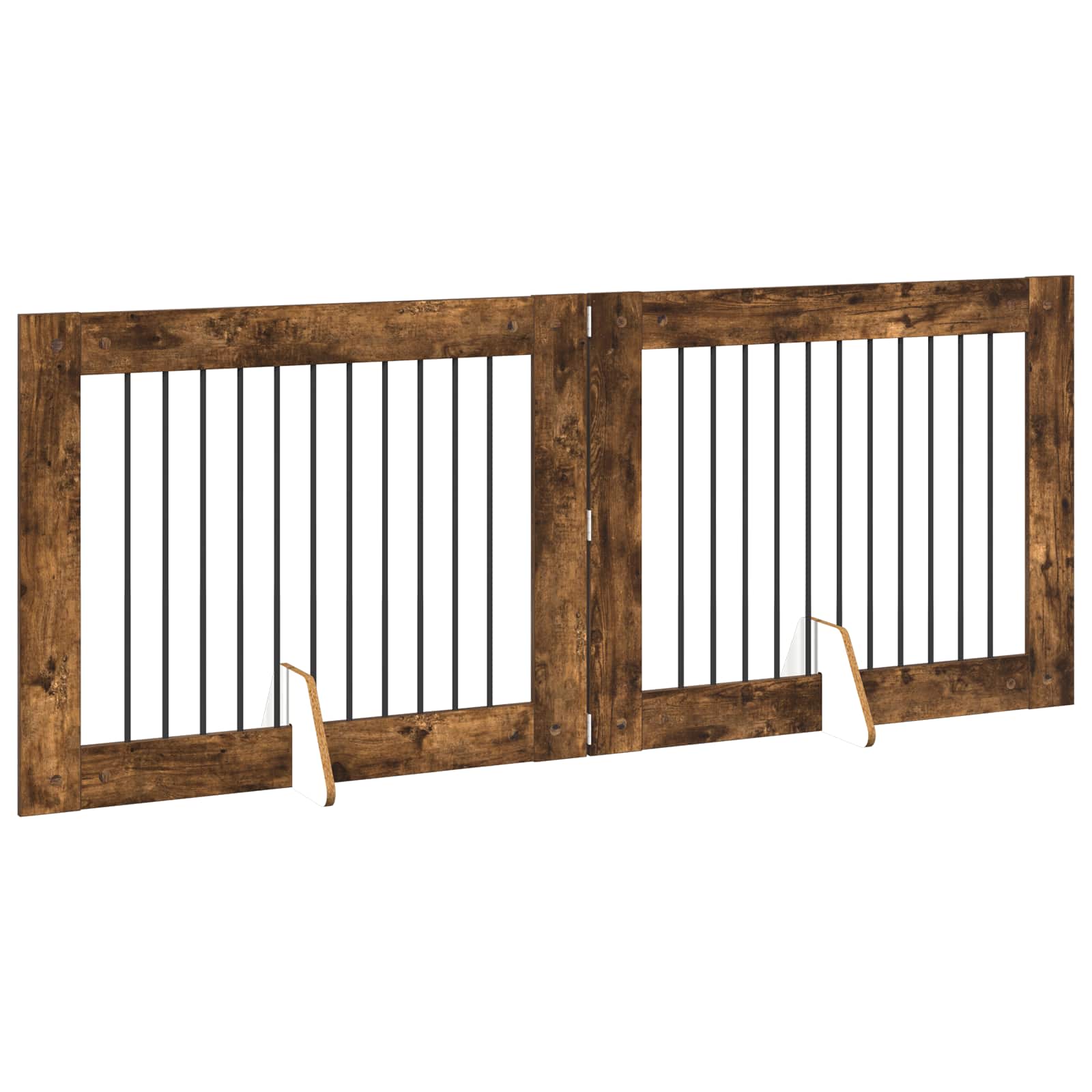 Vrata za pse s postoljem 2 pcs Dimljeni hrast 100 x 80 cm