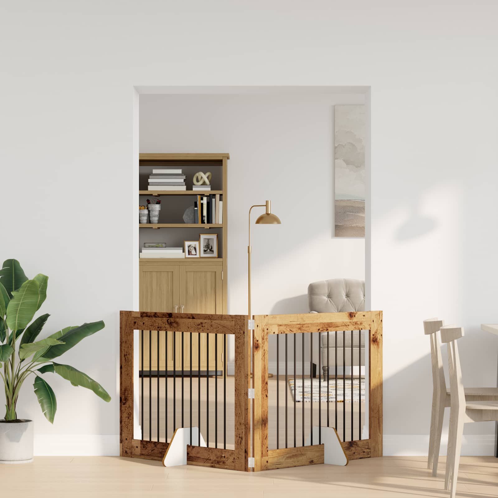 Vrata za pse s postoljem 2 pcs Staro drvo 100 x 80 cm
