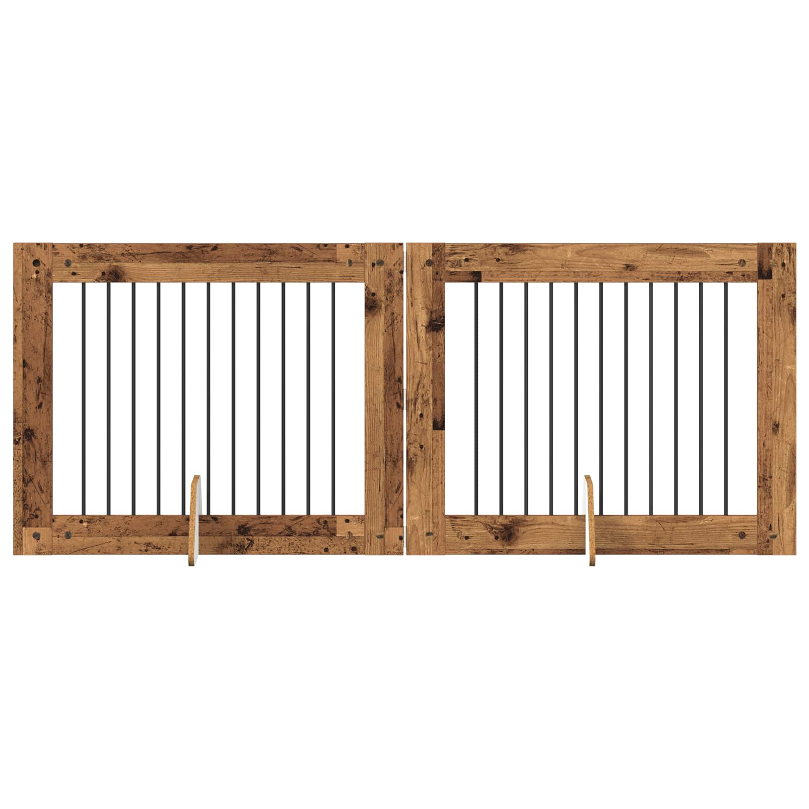 Vrata za pse s postoljem 2 pcs Staro drvo 100 x 80 cm