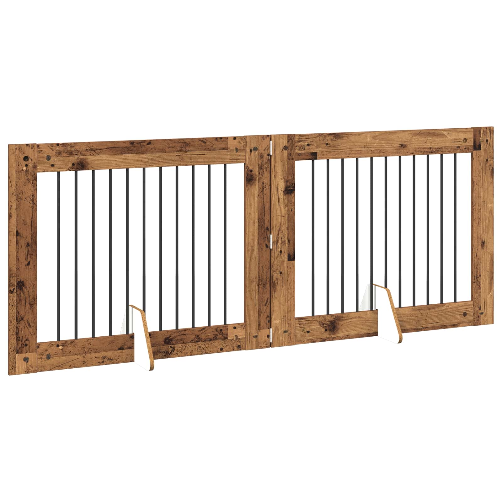 Vrata za pse s postoljem 2 pcs Staro drvo 100 x 80 cm