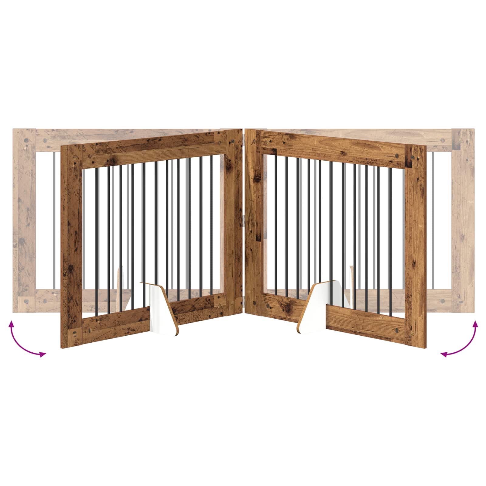 Vrata za pse s postoljem 2 pcs Staro drvo 100 x 80 cm