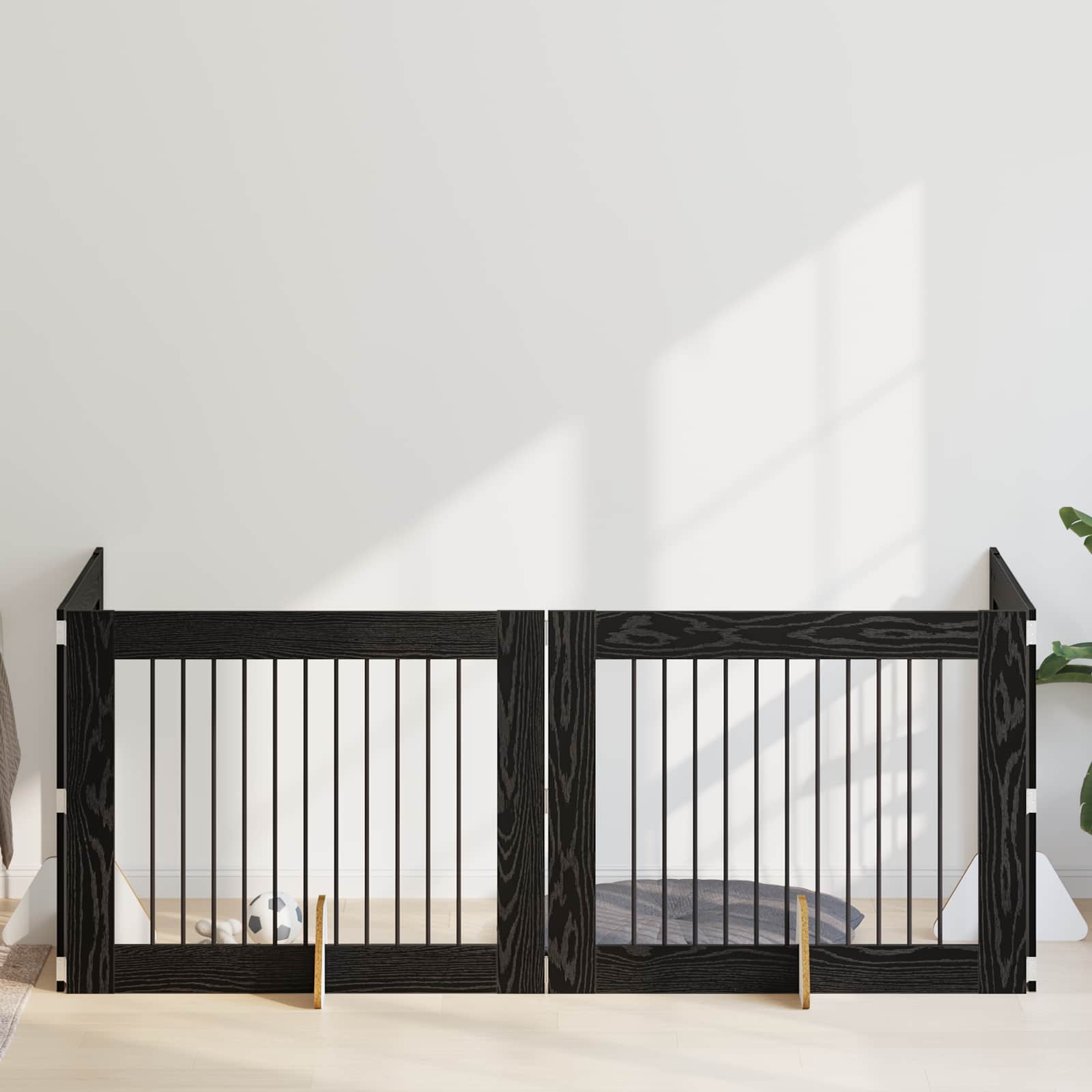 Vrata za pse s postoljem 4 pcs Crni hrast 100 x 80 cm